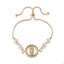 Pulsera ajustable  virgen de guadalupe con perlas y circonias 24cm