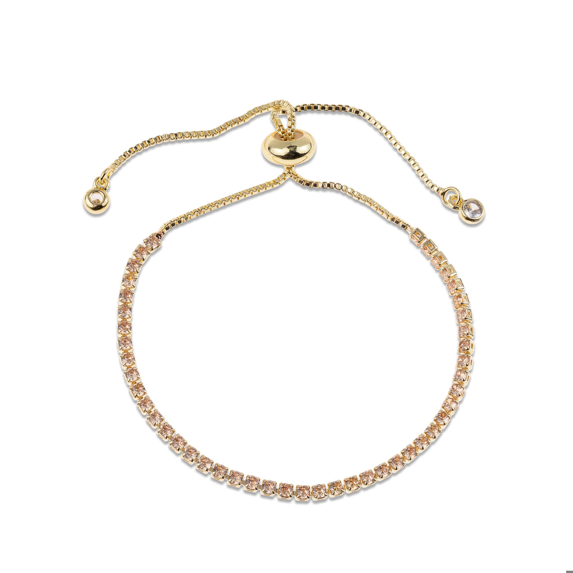 Pulsera de tenis ajustable con circonias champagne 24cm
