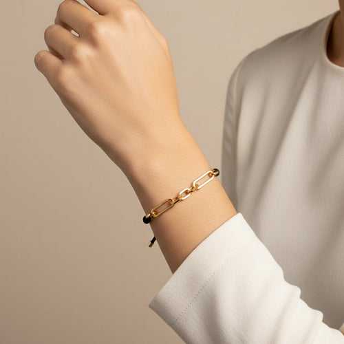 Pulsera de hilo ajustable cadena eslabon largo 3x1 7mm