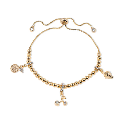 Pulsera ajustable con dije de naranja fresa y cerezas 4mm