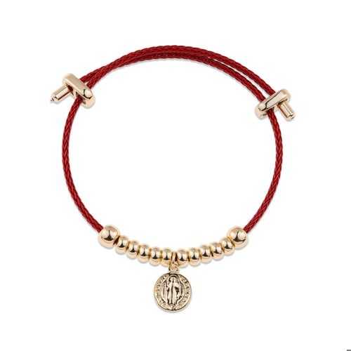 Pulsera de cordon ajustable con cuentas y Medalla de San Benito 24cm