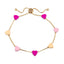 Pulsera ajustable de corazones esmaltados 26cm
