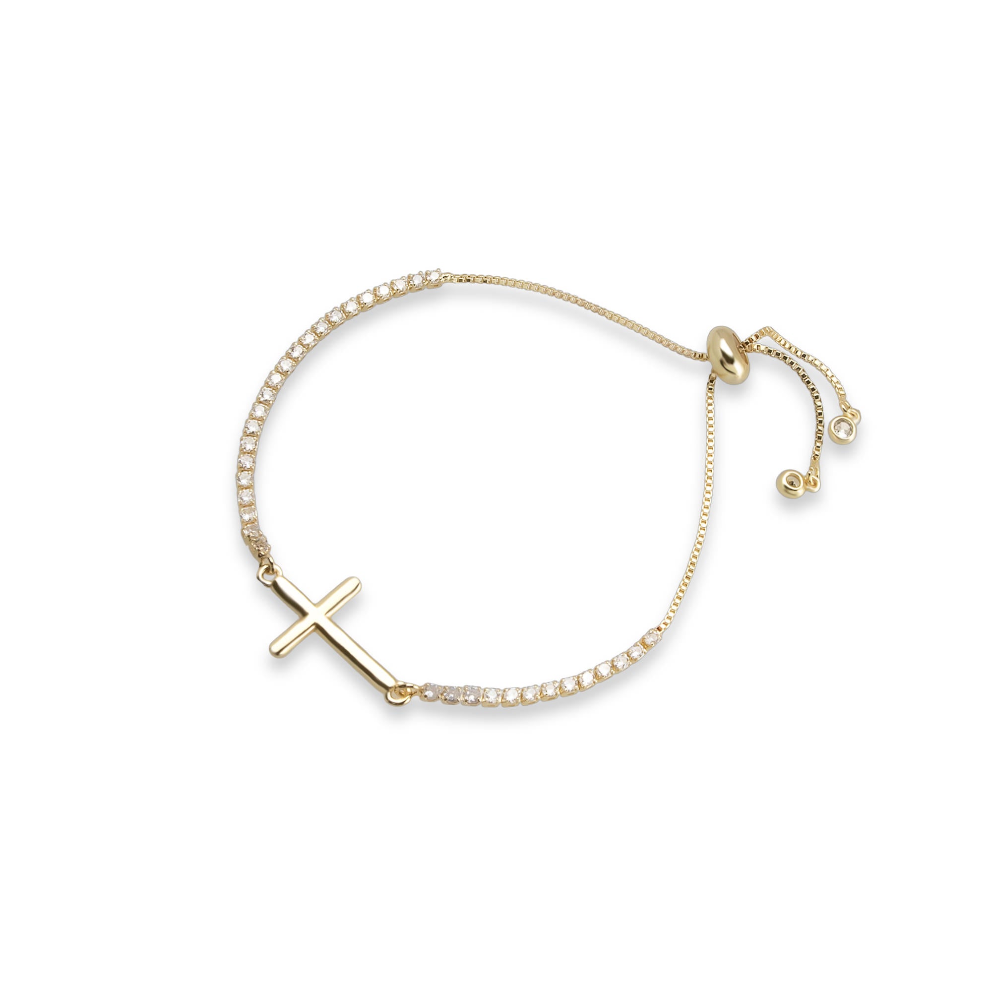 Pulsera de tenis ajustable Cruz y circonias 26mm