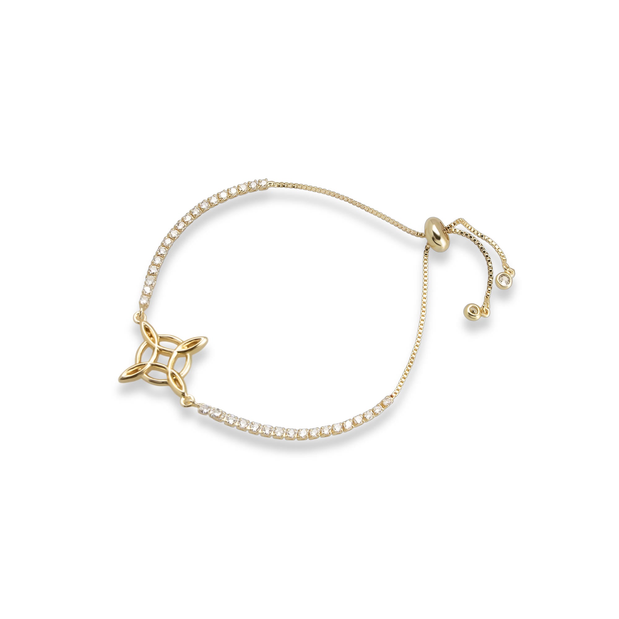 Pulsera de tenis ajustable nudo de bruja y circonias 24mm