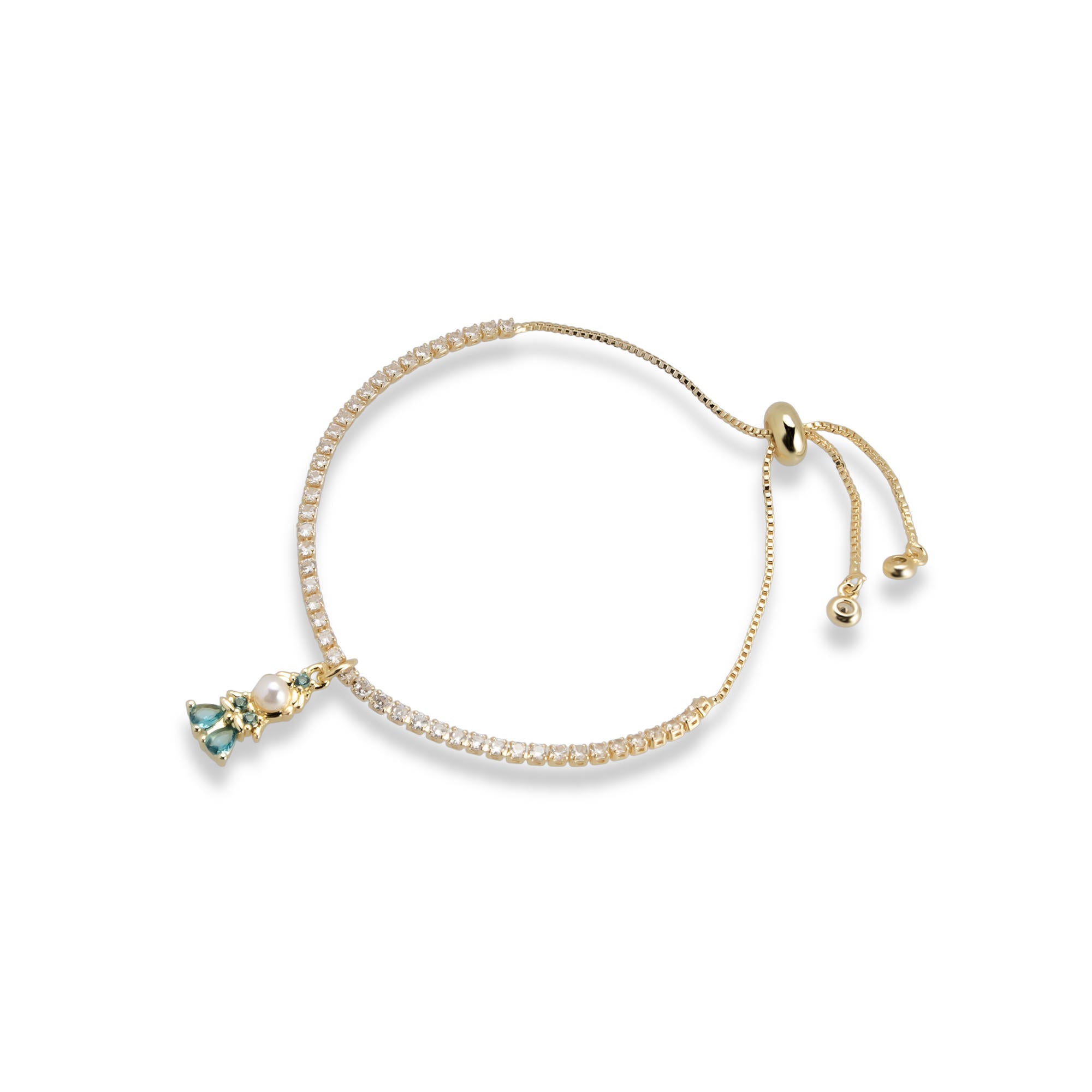 Pulsera de tenis ajustable de princesa con perla circonia azul 20mm