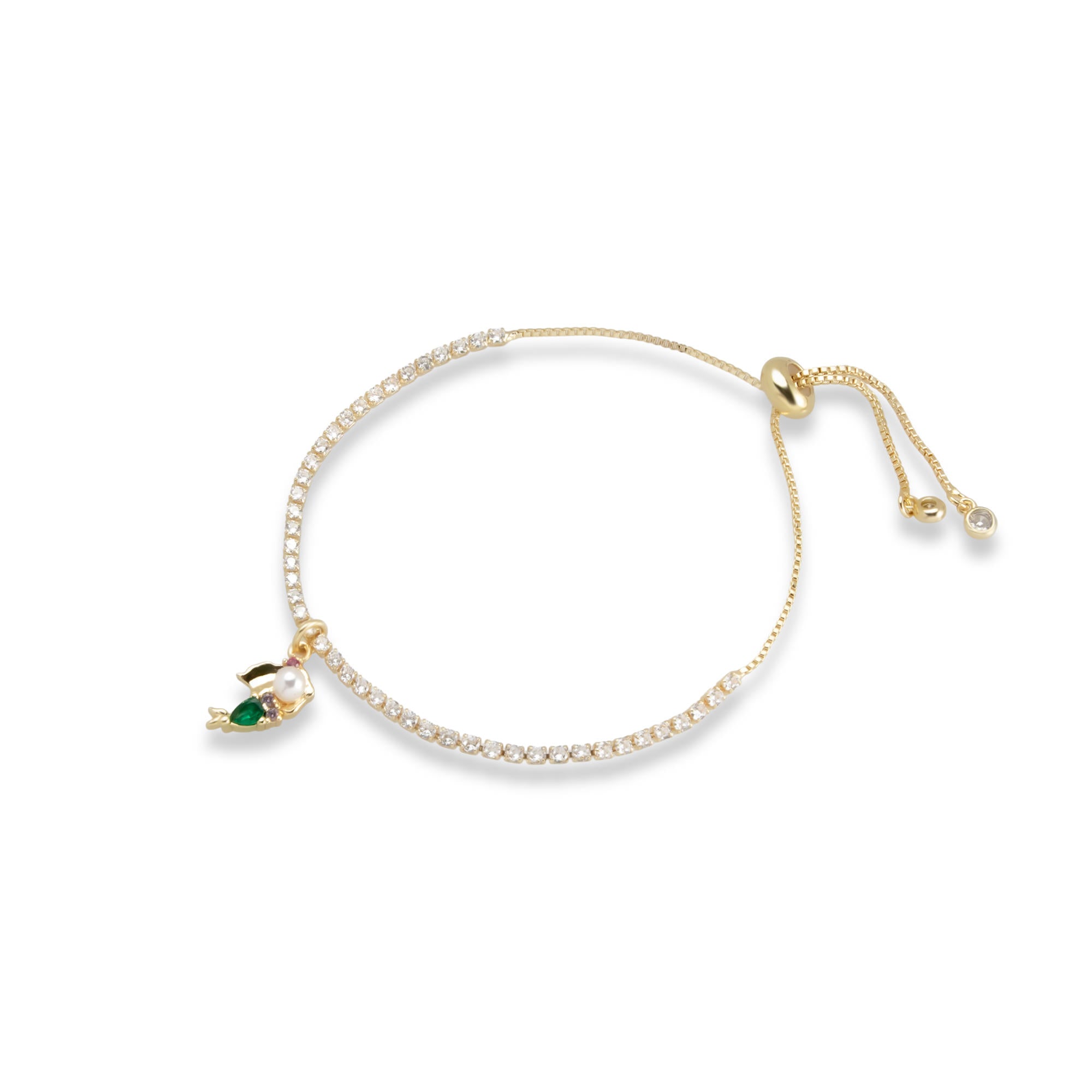 Pulsera de tenis ajustable de princesa con perla circonia verde 18mm