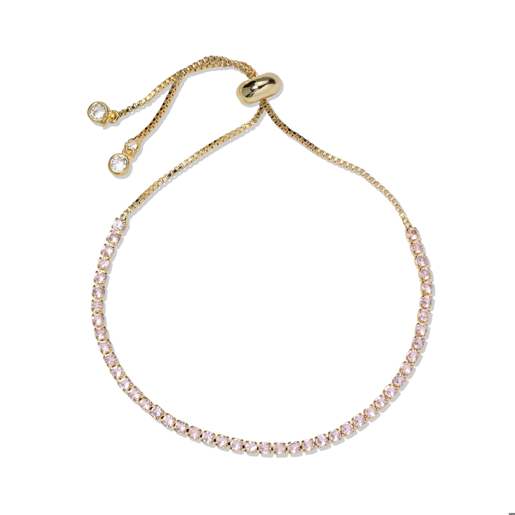 Pulsera de tenis ajustable con circonias rosas 24cm