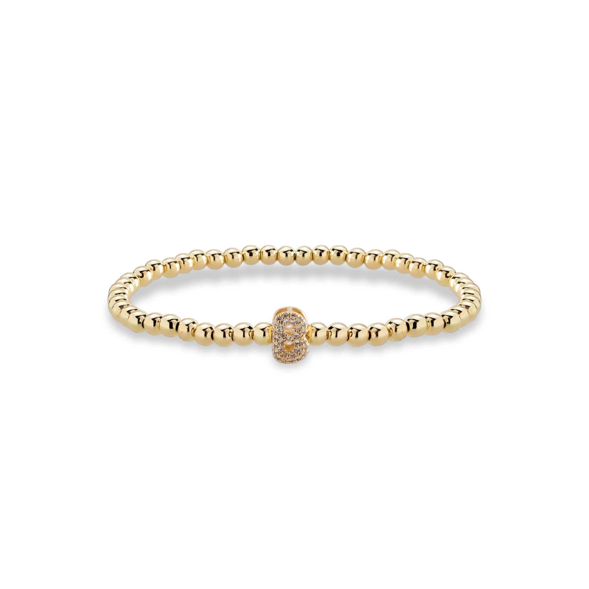 Pulsera ajustable de balines con letra 10mm