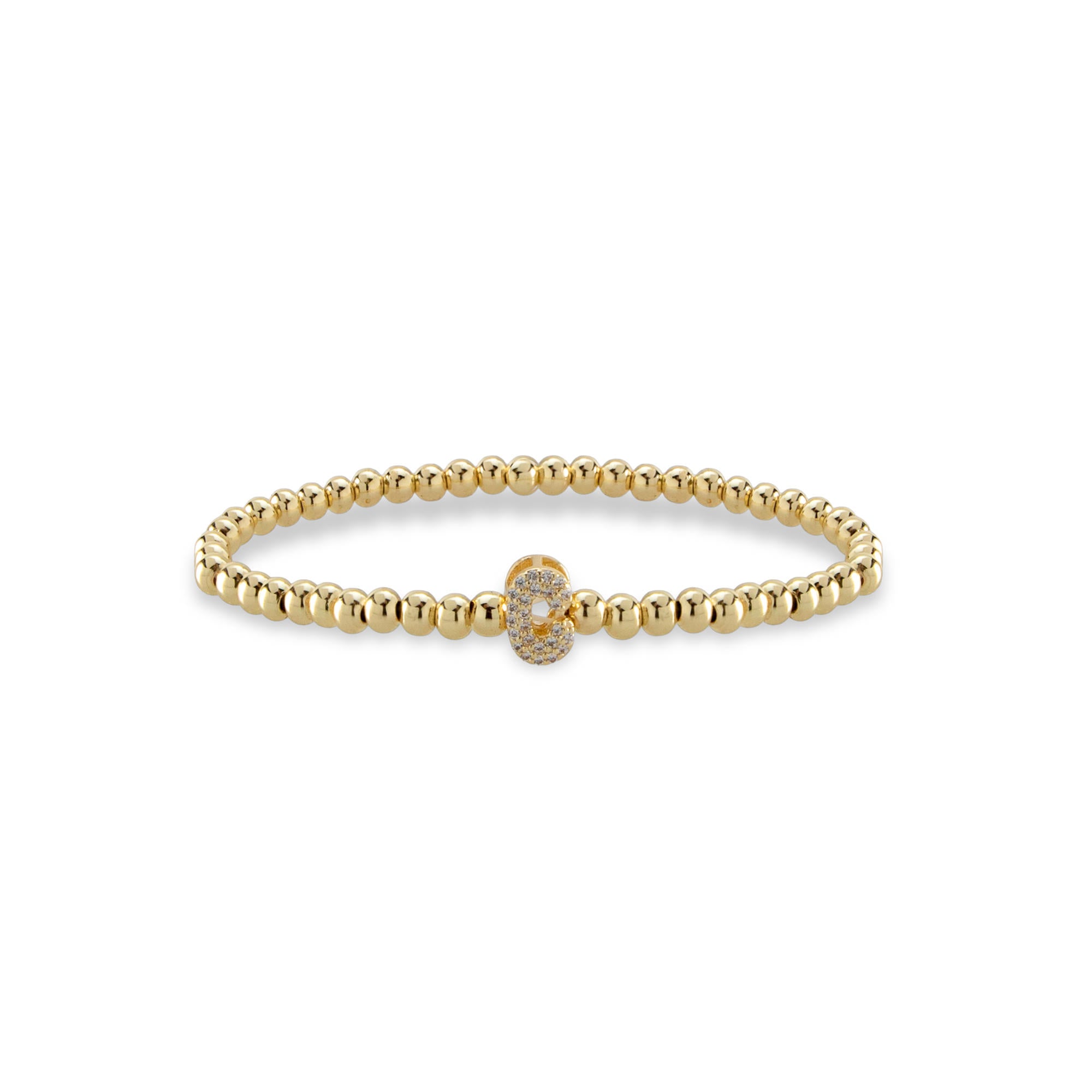 Pulsera ajustable de balines con letra 10mm