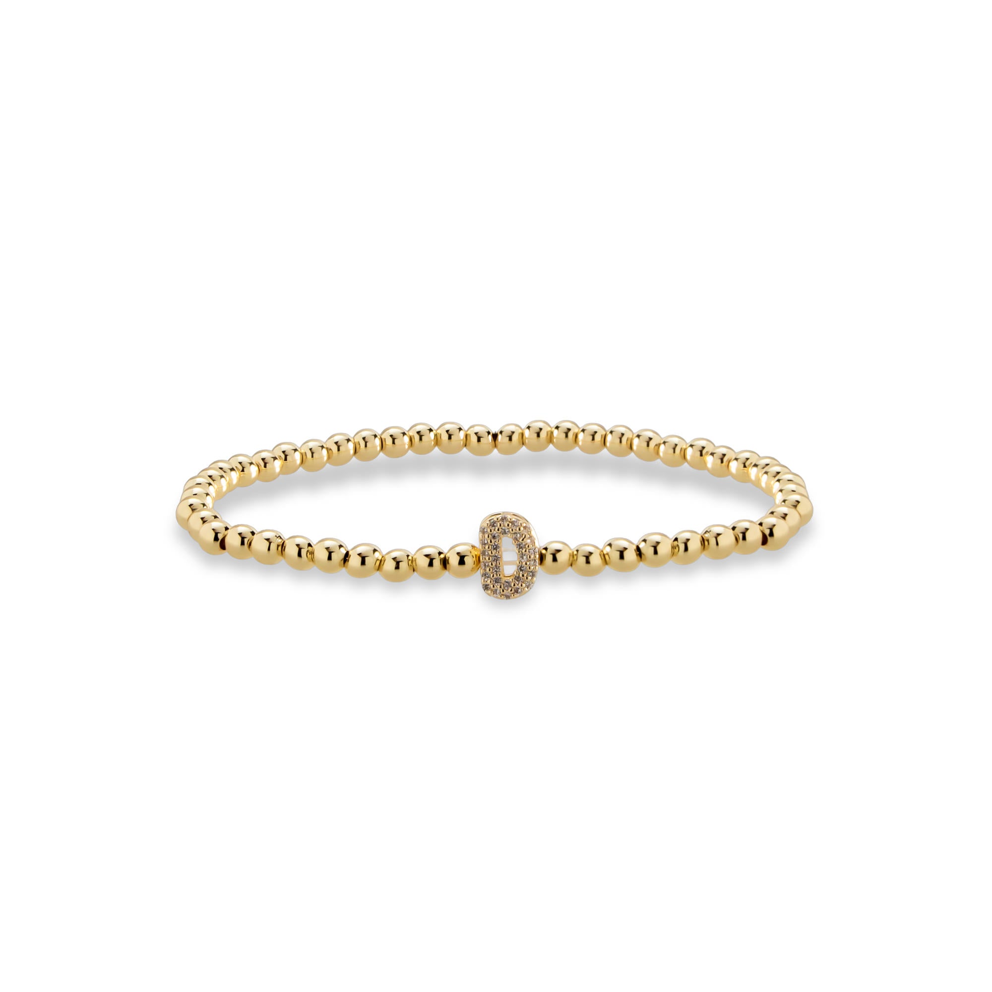 Pulsera ajustable de balines con letra 10mm