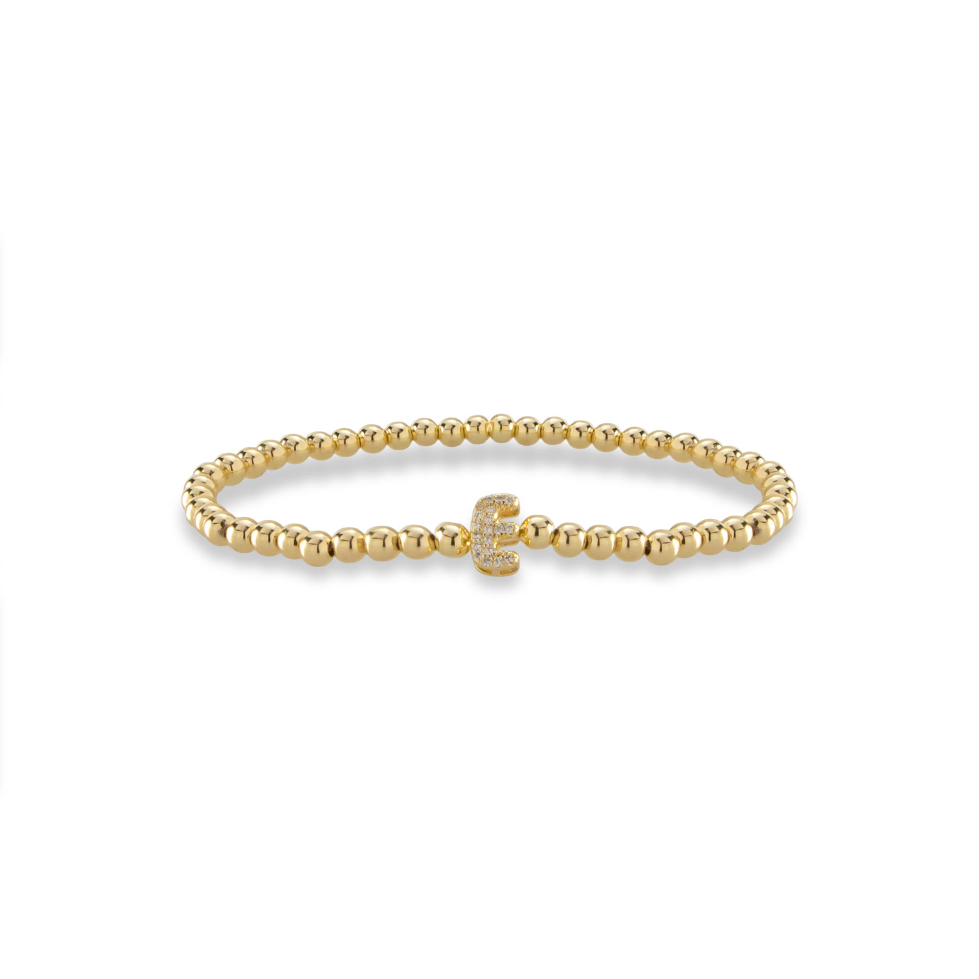 Pulsera ajustable de balines con letra 10mm