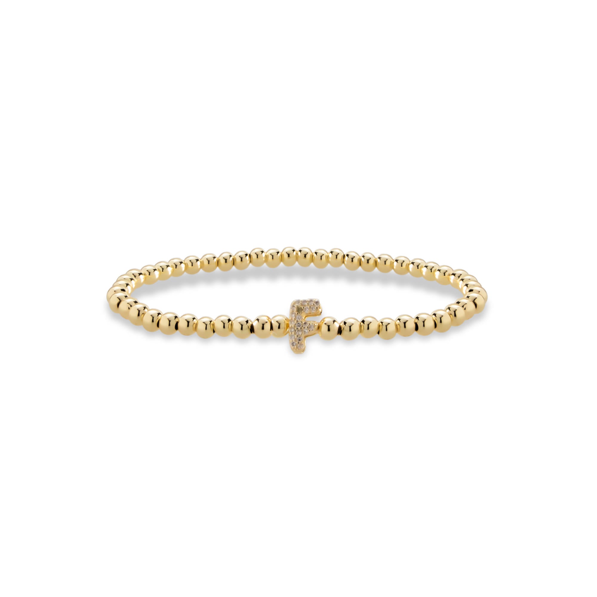 Pulsera ajustable de balines con letra 10mm