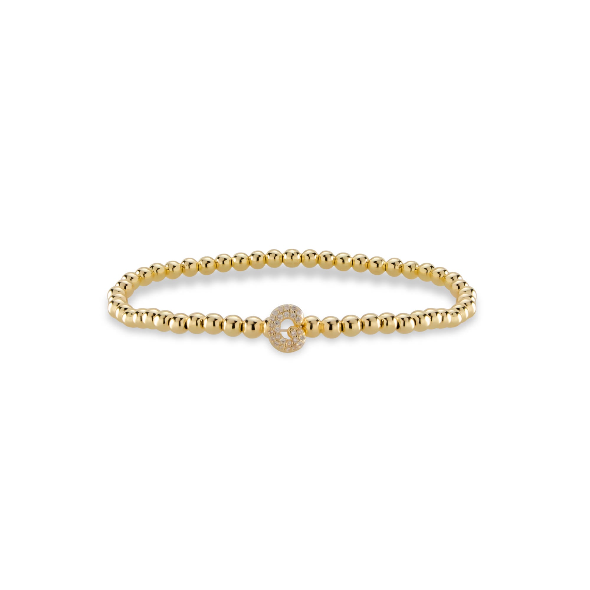 Pulsera ajustable de balines con letra 10mm