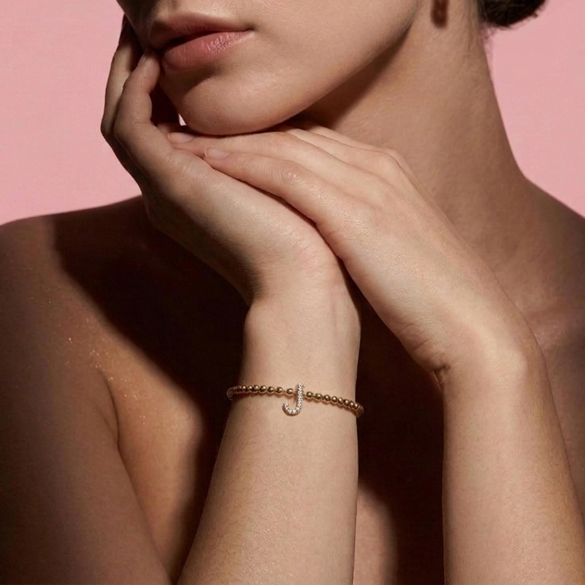 Pulsera ajustable de balines con letra 10mm