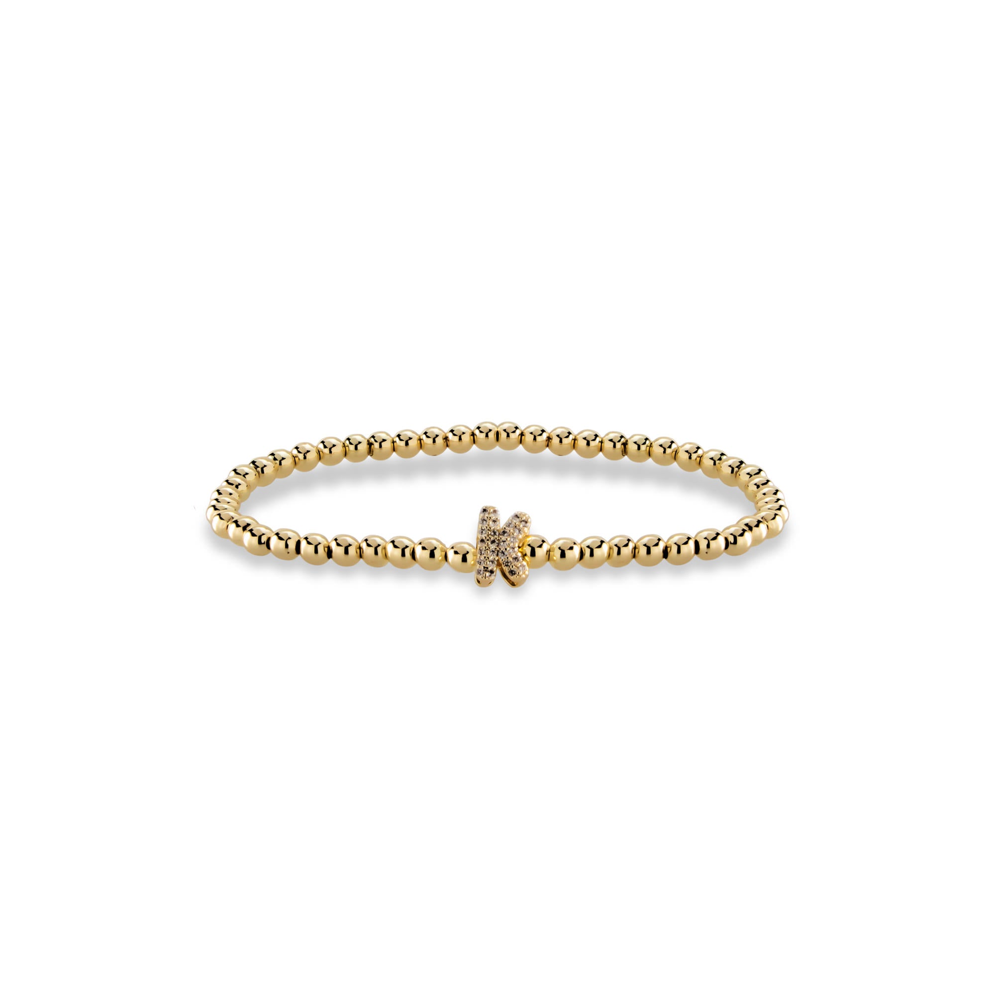 Pulsera ajustable de balines con letra 10mm