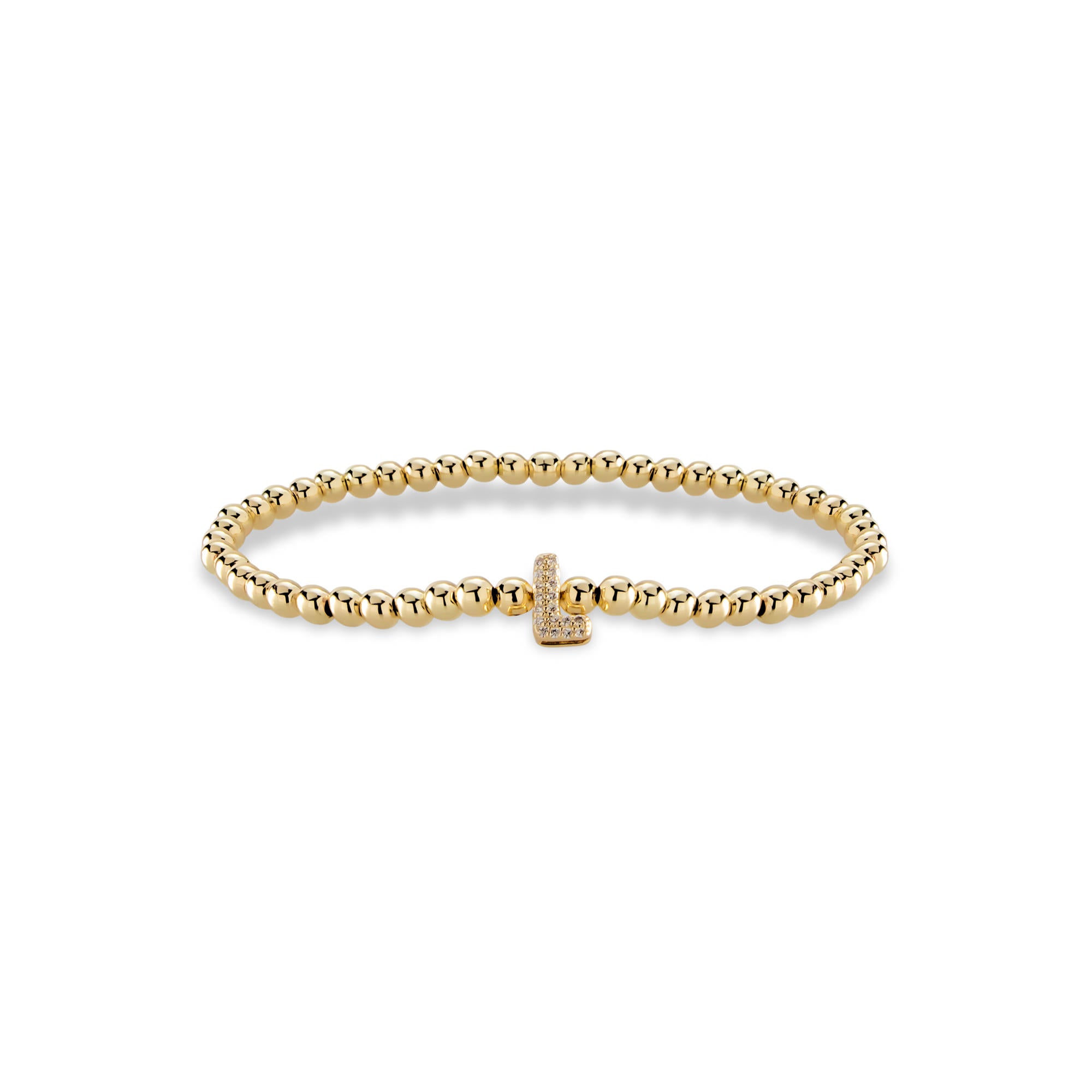 Pulsera ajustable de balines con letra 10mm