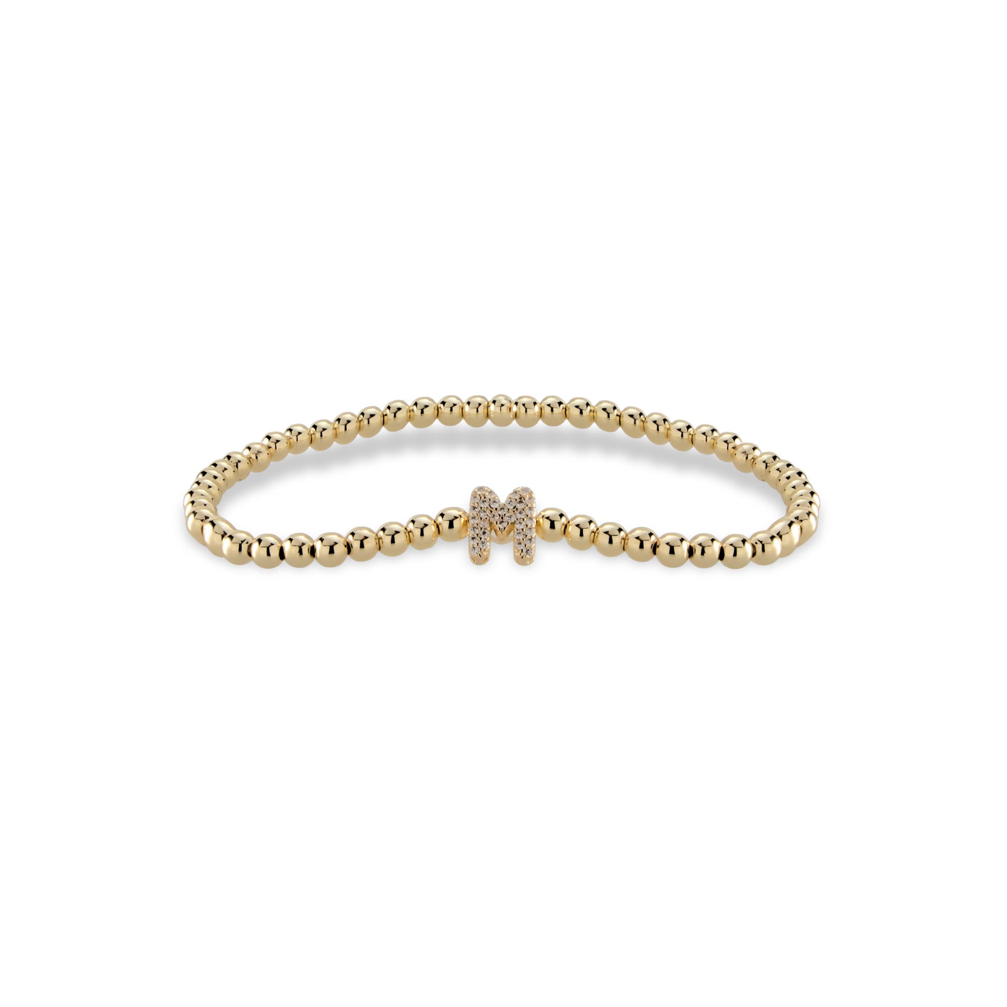 Pulsera ajustable de balines con letra 10mm