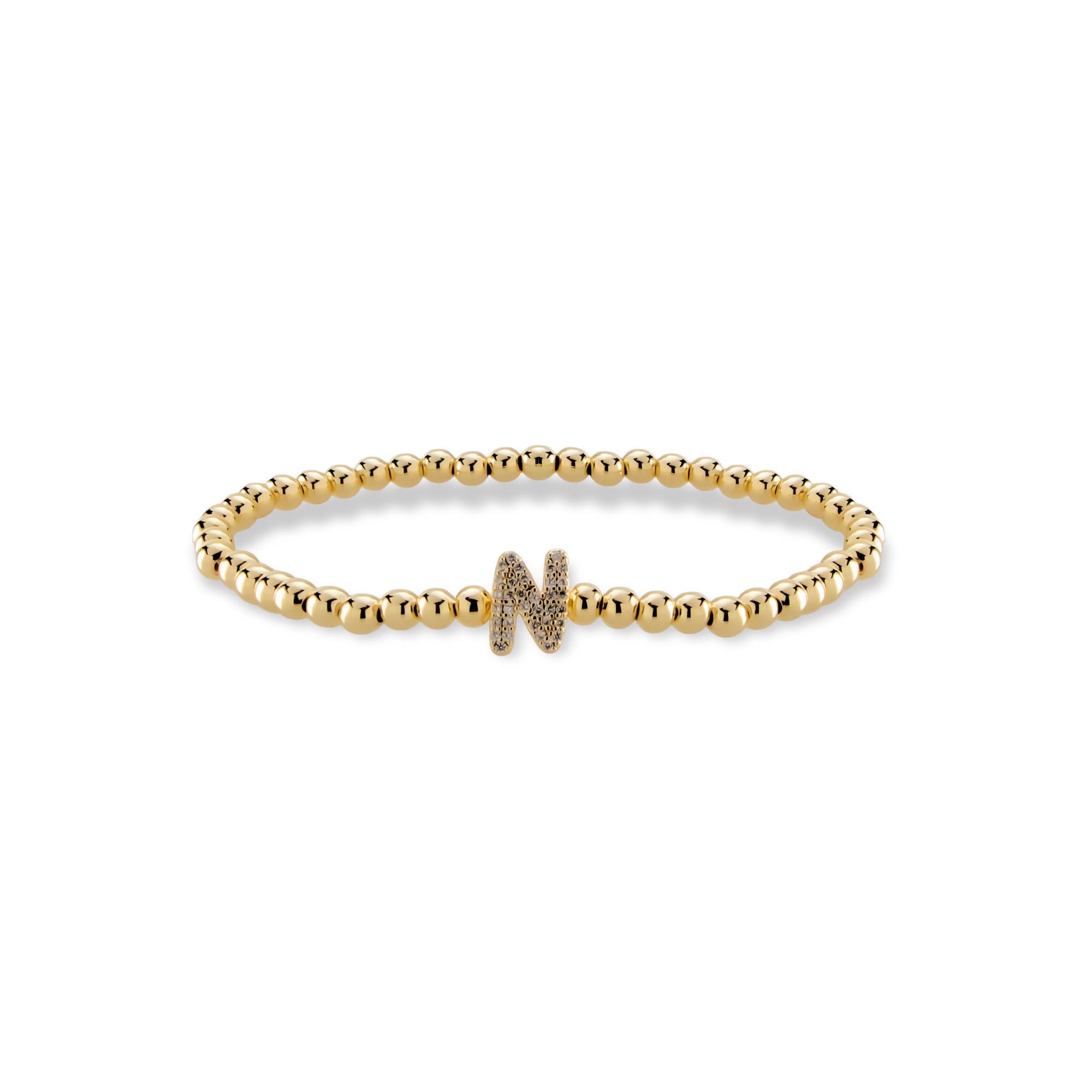 Pulsera ajustable de balines con letra 10mm
