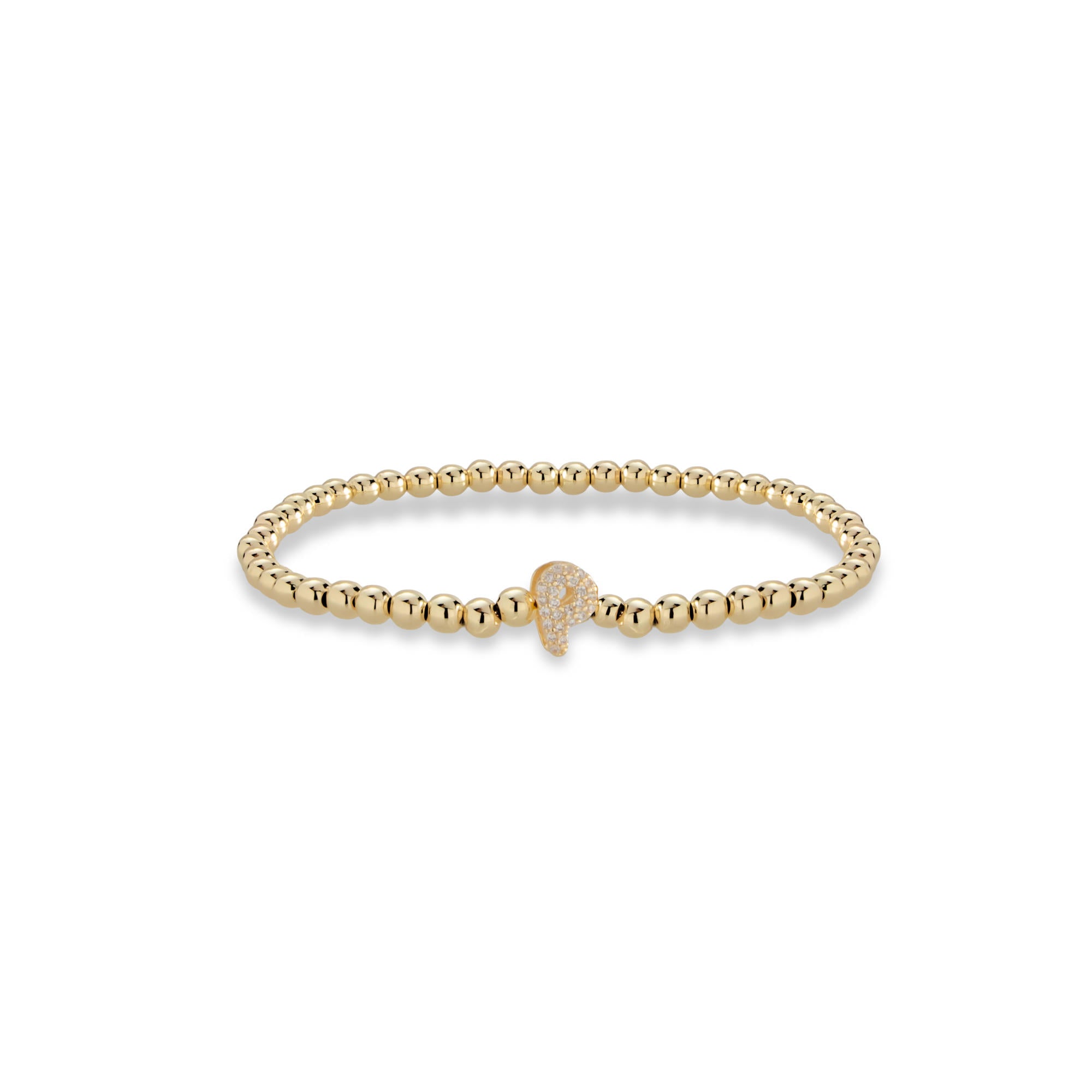 Pulsera ajustable de balines con letra 10mm