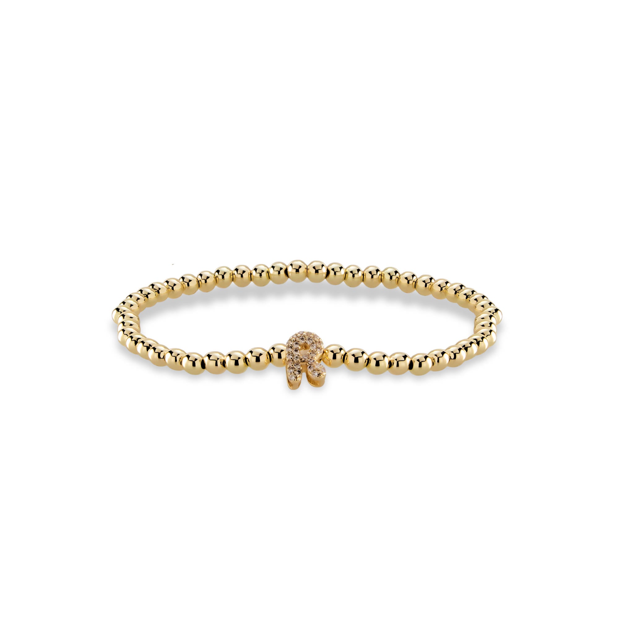 Pulsera ajustable de balines con letra 10mm