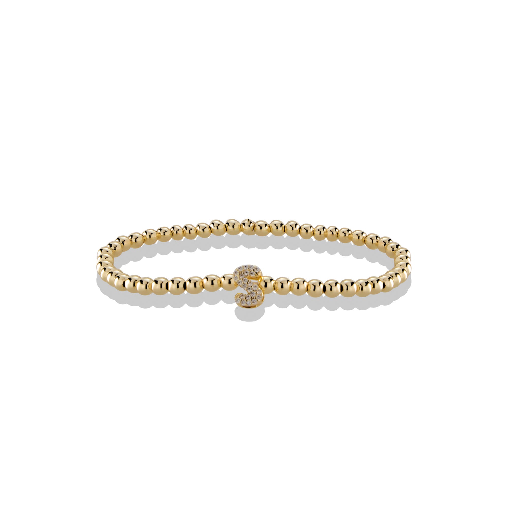 Pulsera ajustable de balines con letra 10mm
