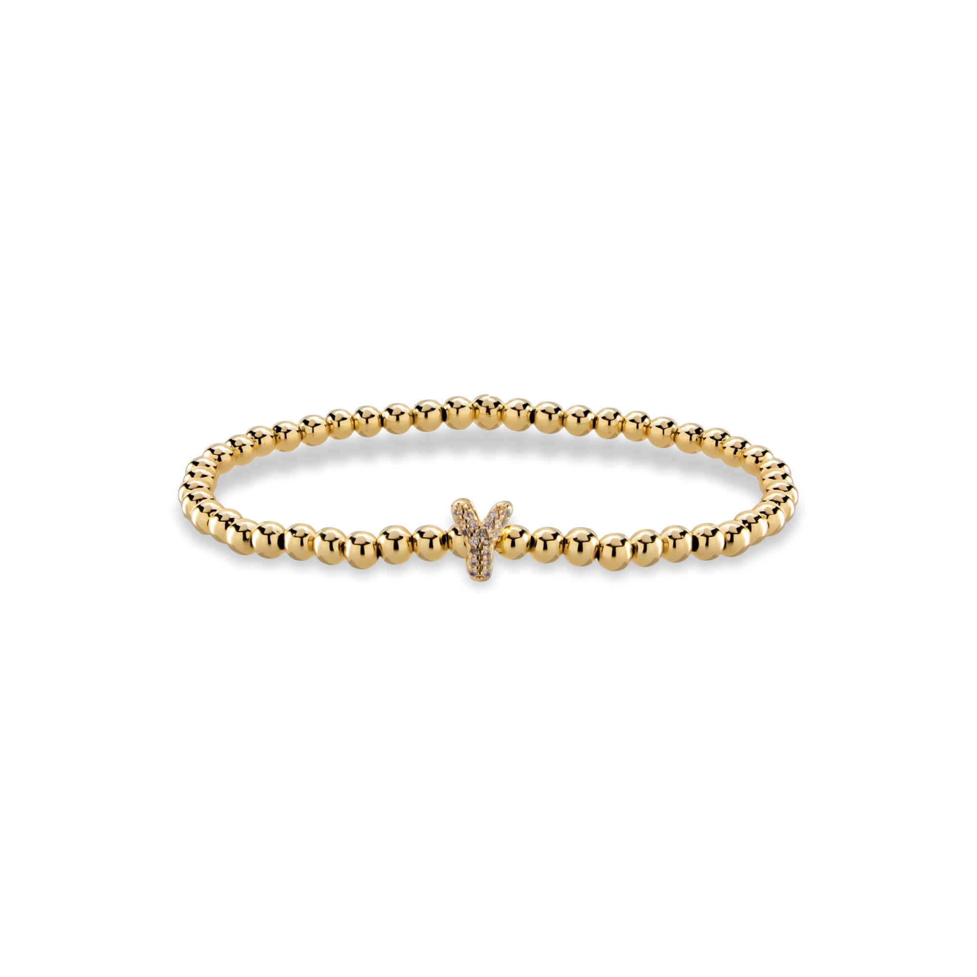 Pulsera ajustable de balines con letra 10mm