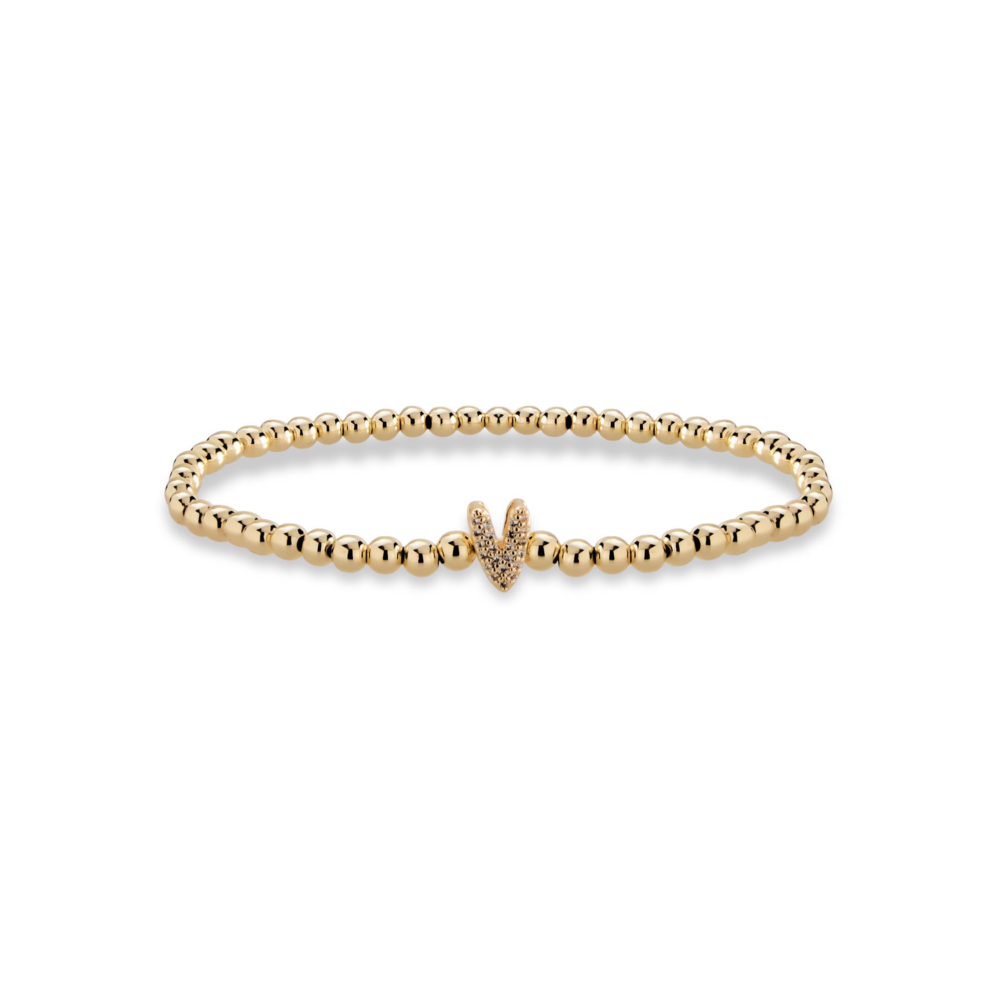 Pulsera ajustable de balines con letra 10mm
