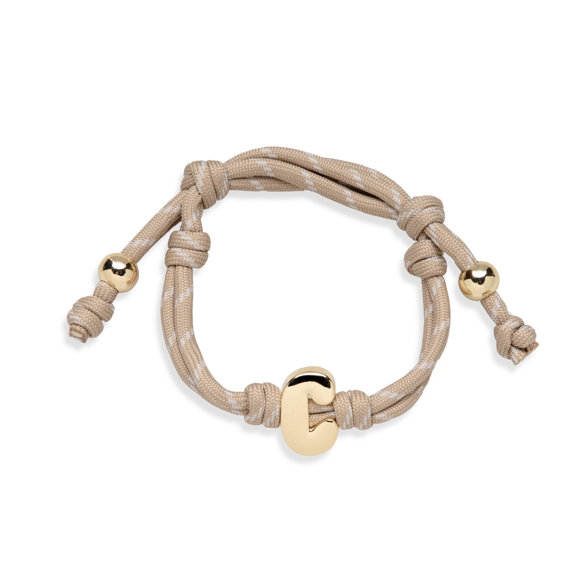Pulsera ajustable de cordon trenzado con letra a tipo burbuja 20mm
