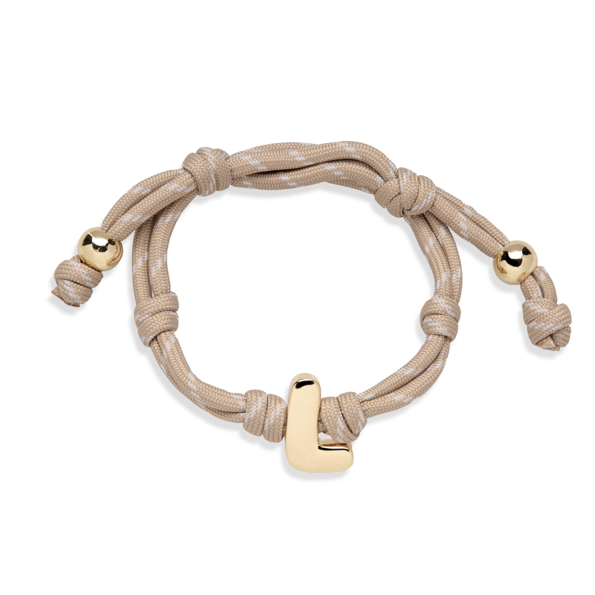 Pulsera ajustable de cordon trenzado con letra a tipo burbuja 20mm