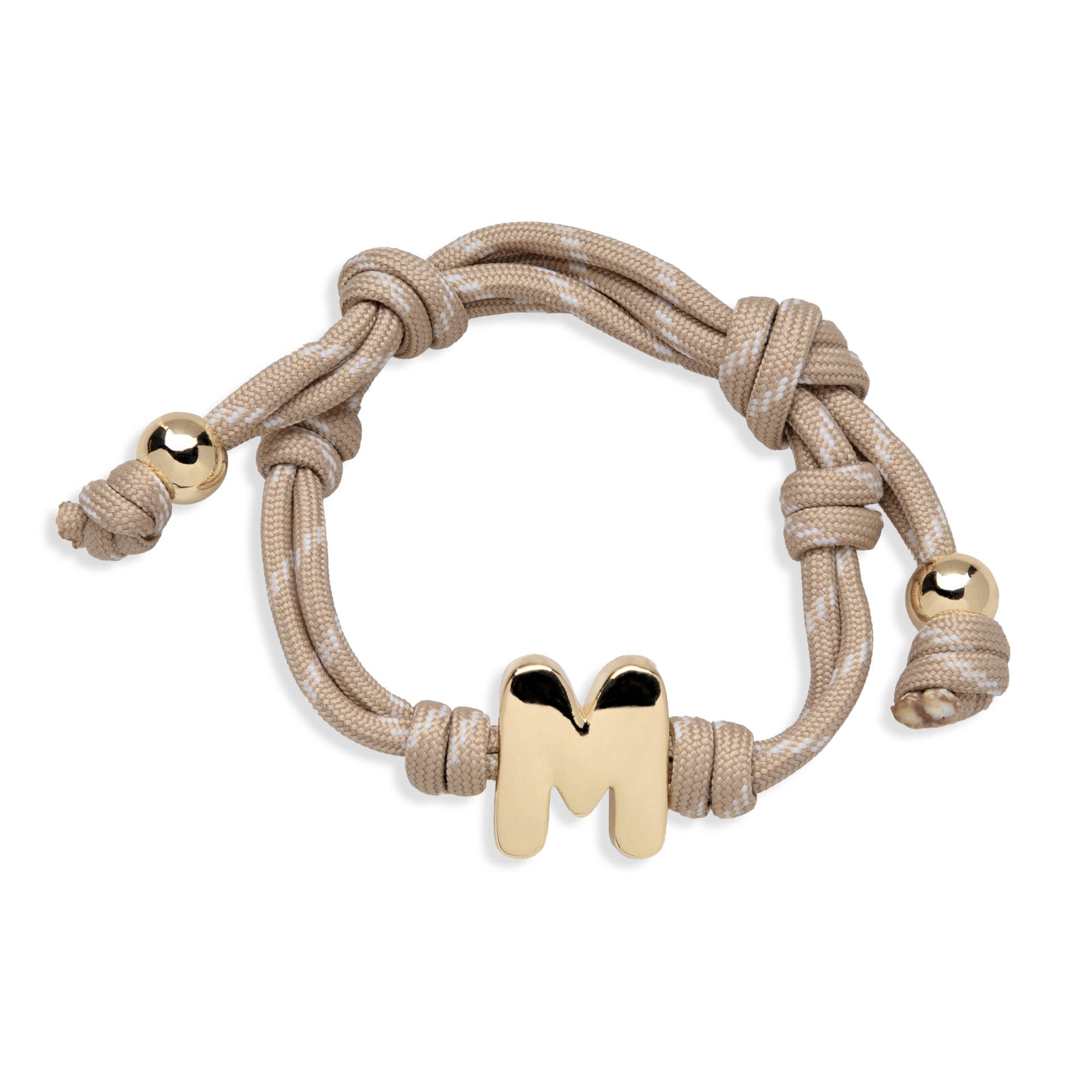 Pulsera ajustable de cordon trenzado con letra a tipo burbuja 20mm