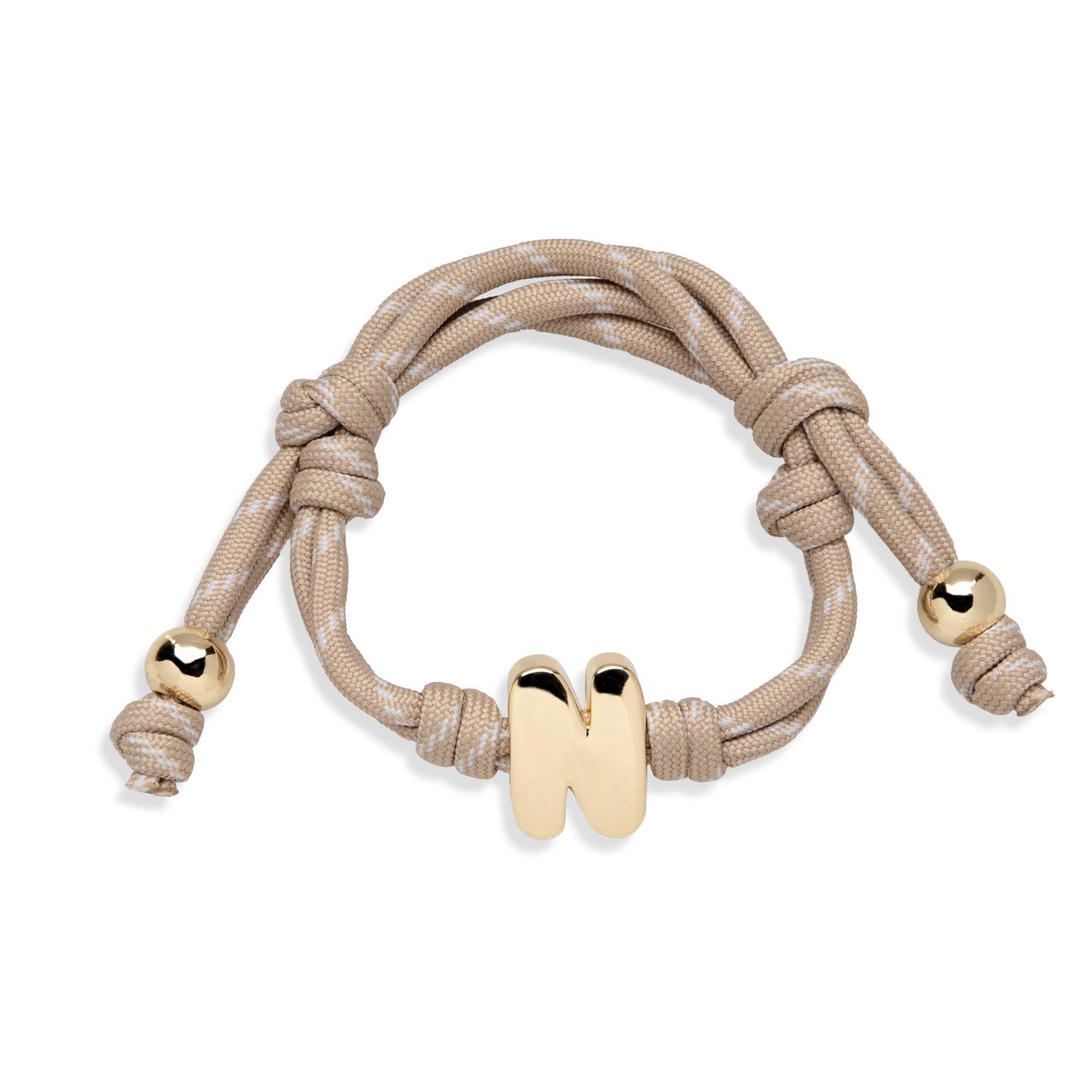 Pulsera ajustable de cordon trenzado con letra a tipo burbuja 20mm