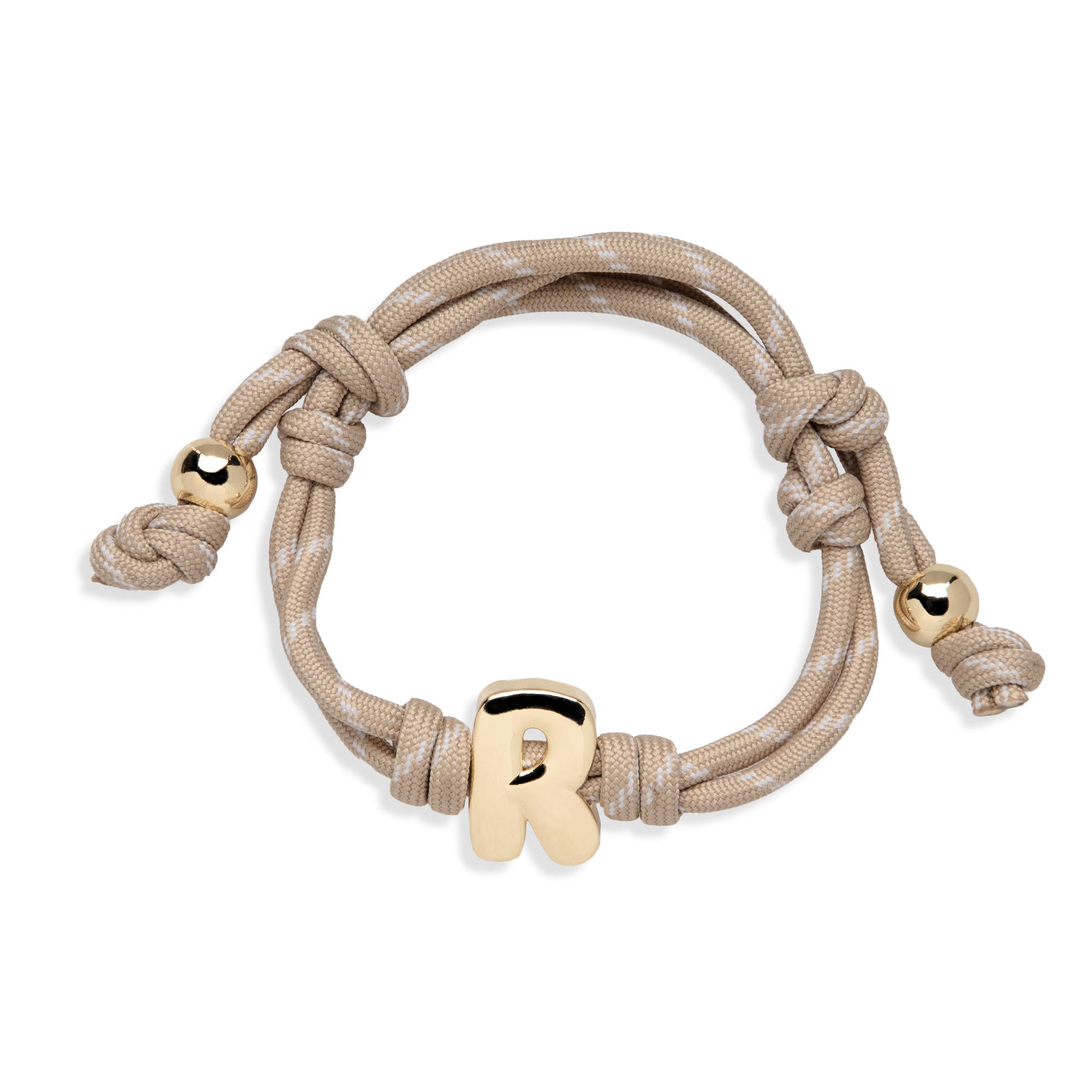 Pulsera ajustable de cordon trenzado con letra a tipo burbuja 20mm