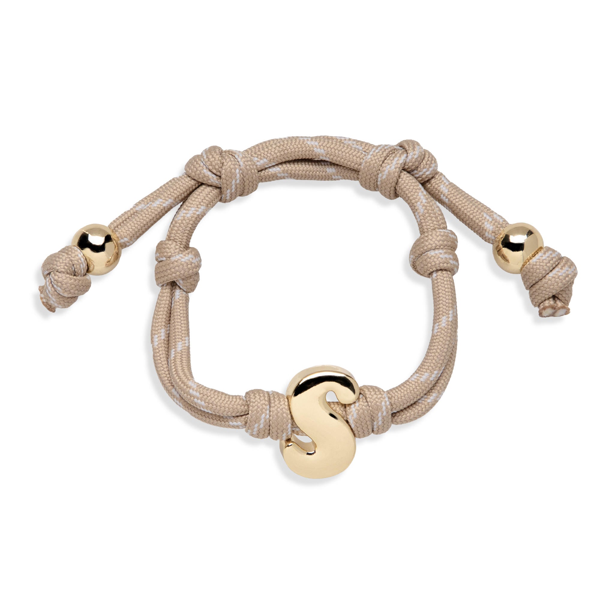 Pulsera ajustable de cordon trenzado con letra a tipo burbuja 20mm