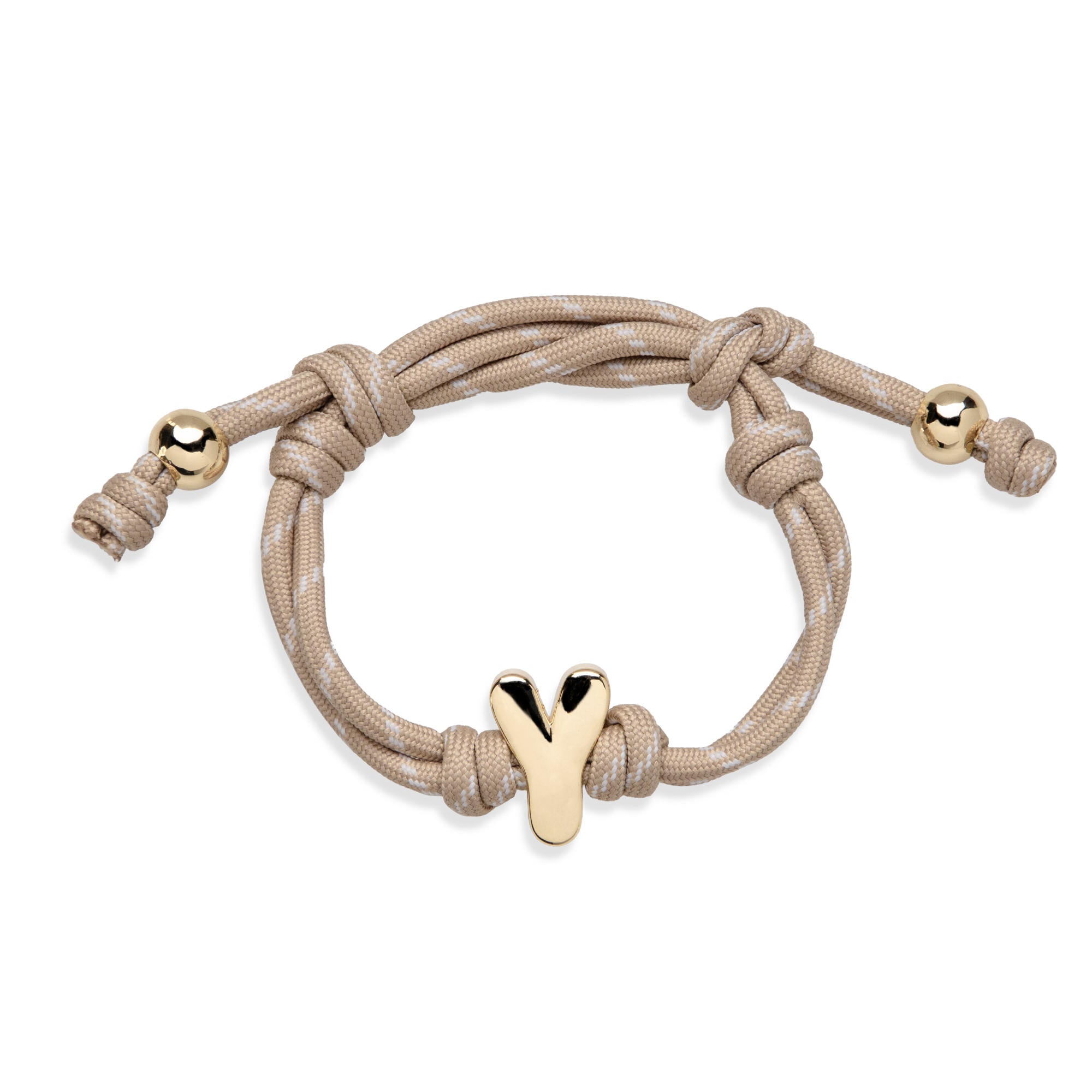 Pulsera ajustable de cordon trenzado con letra a tipo burbuja 20mm