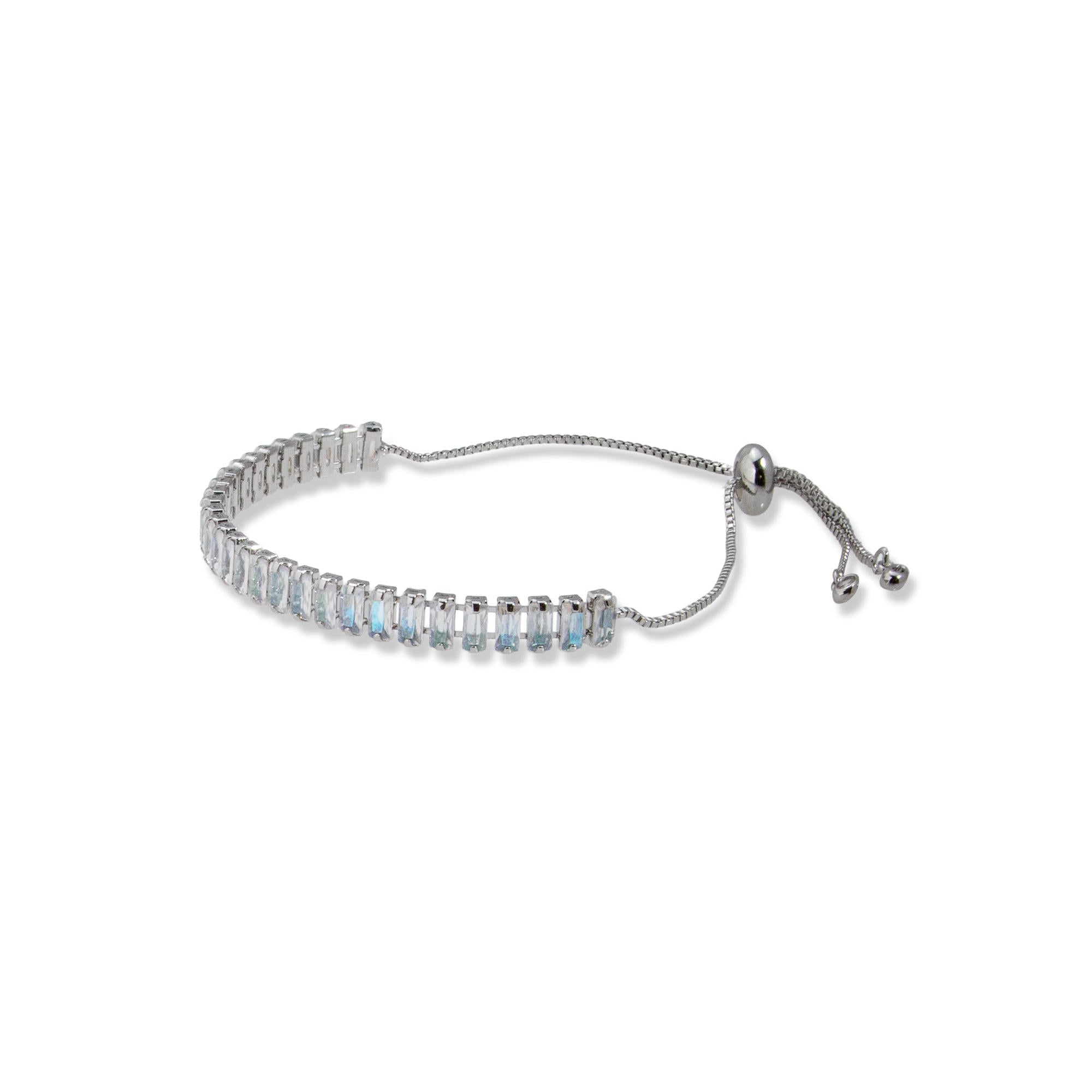 Pulsera de tenis ajustable con circonia baguete 11mm