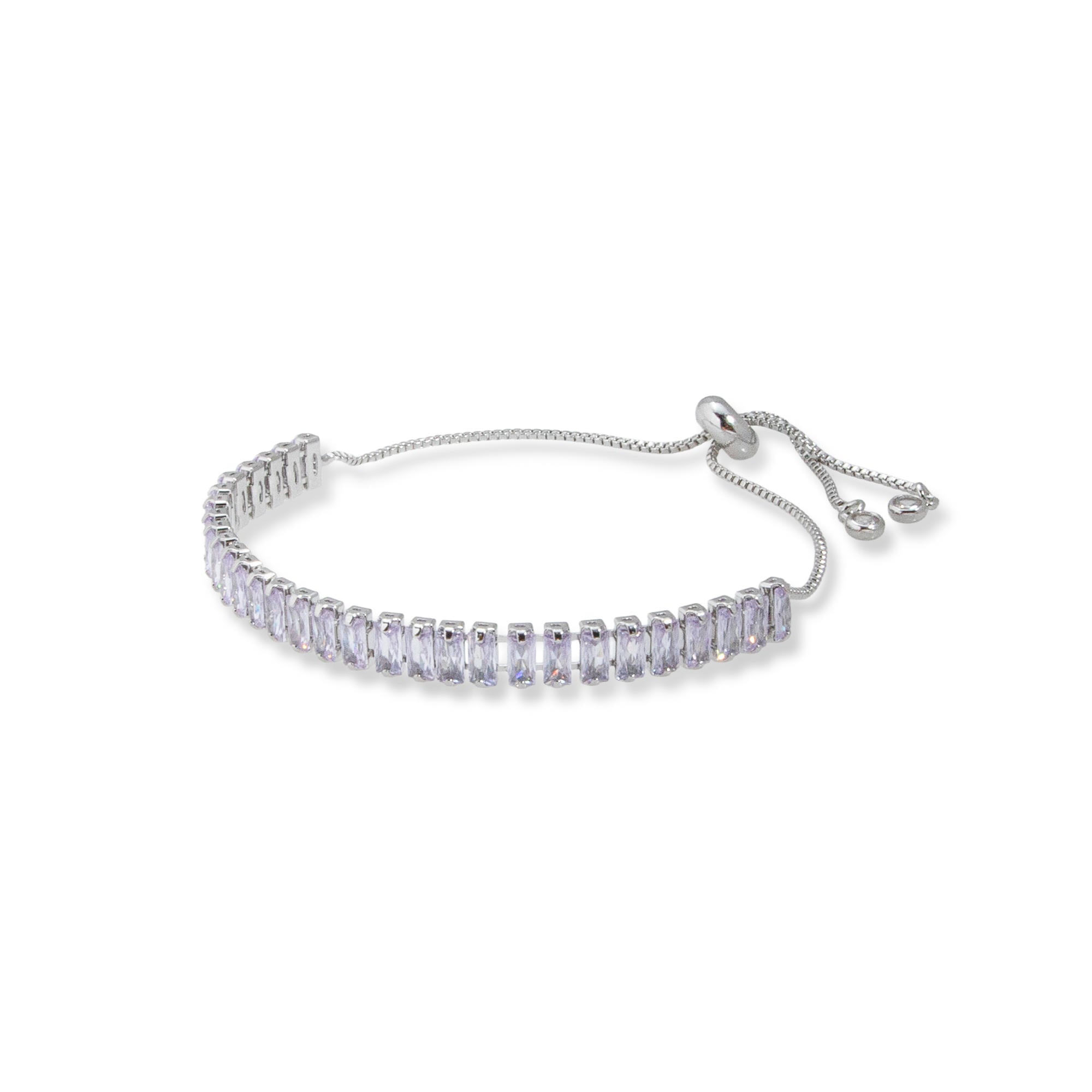 Pulsera de tenis ajustable con circonia baguete 11mm