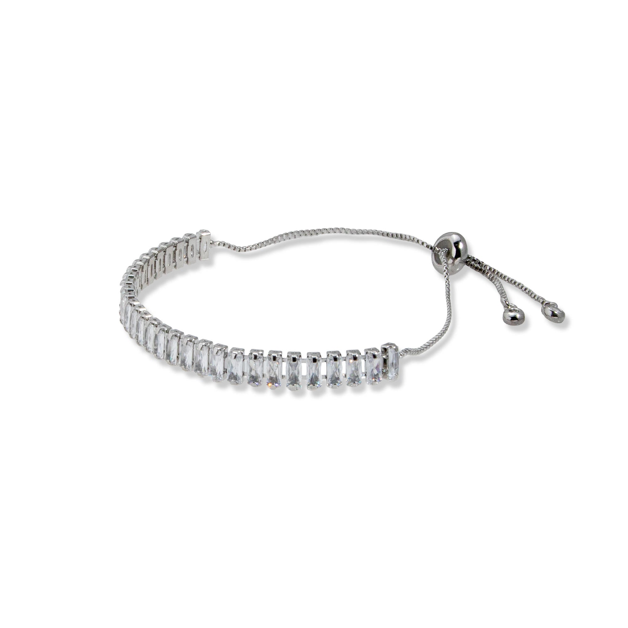 Pulsera de tenis ajustable con circonia baguete 11mm