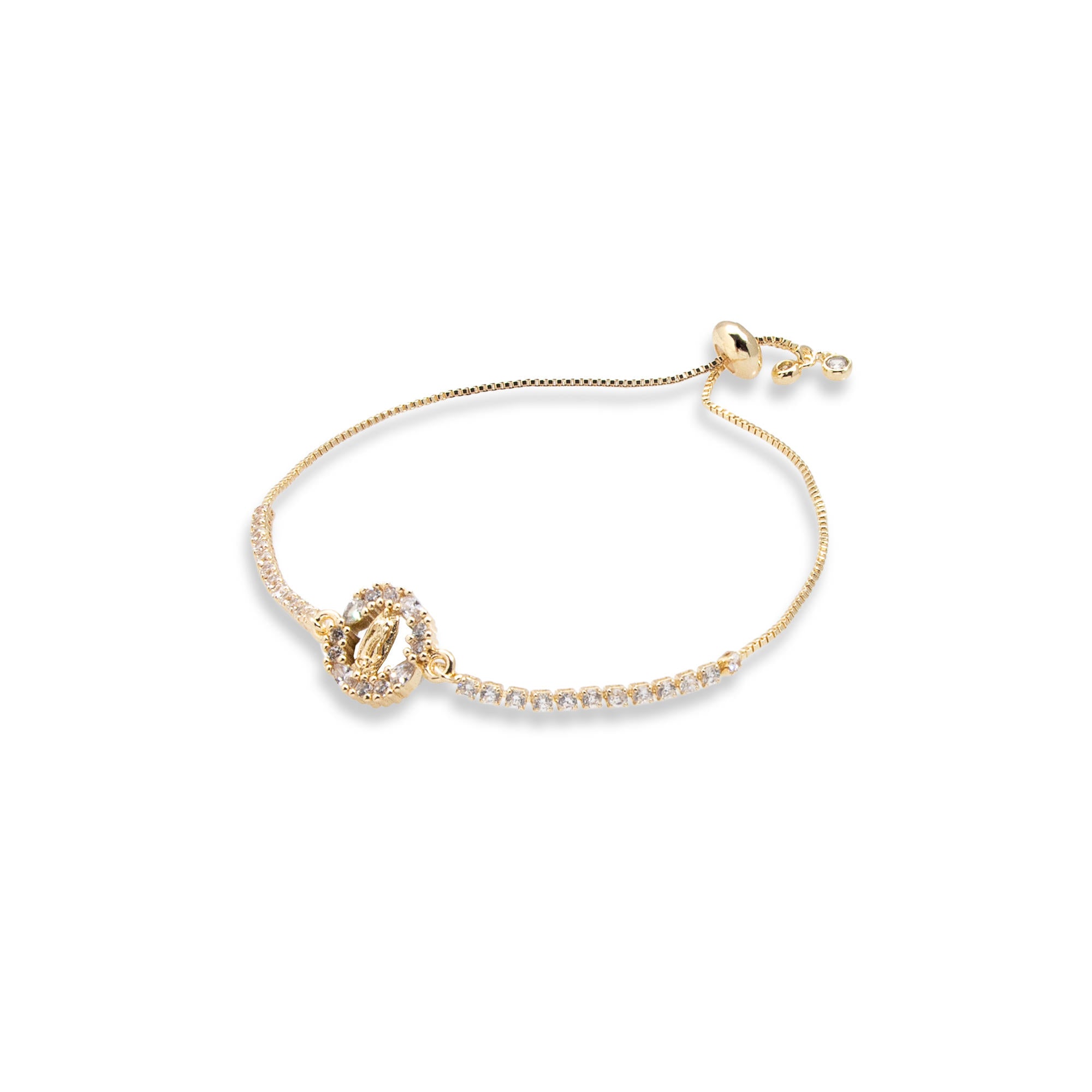 Pulsera de tenis ajustable con circonias Virgen de Guadalupe 13mm