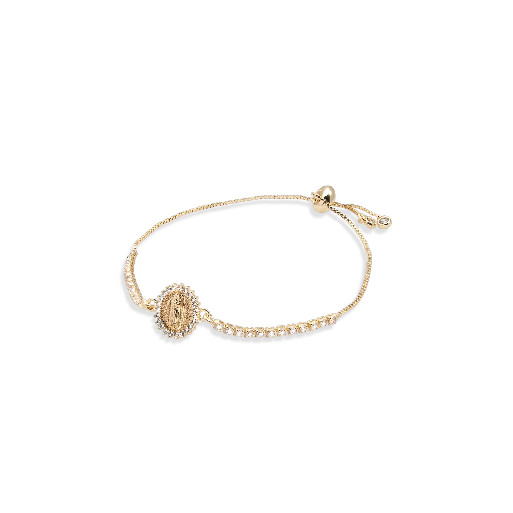 Pulsera de tenis ajustable con circonias Virgen de Guadalupe 13mm
