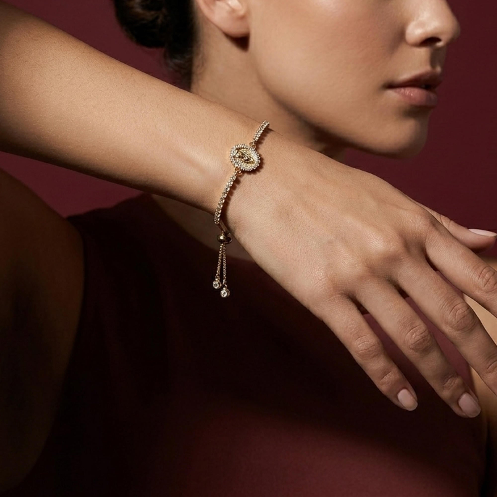 Pulsera de tenis ajustable con circonias Virgen de Guadalupe 13mm