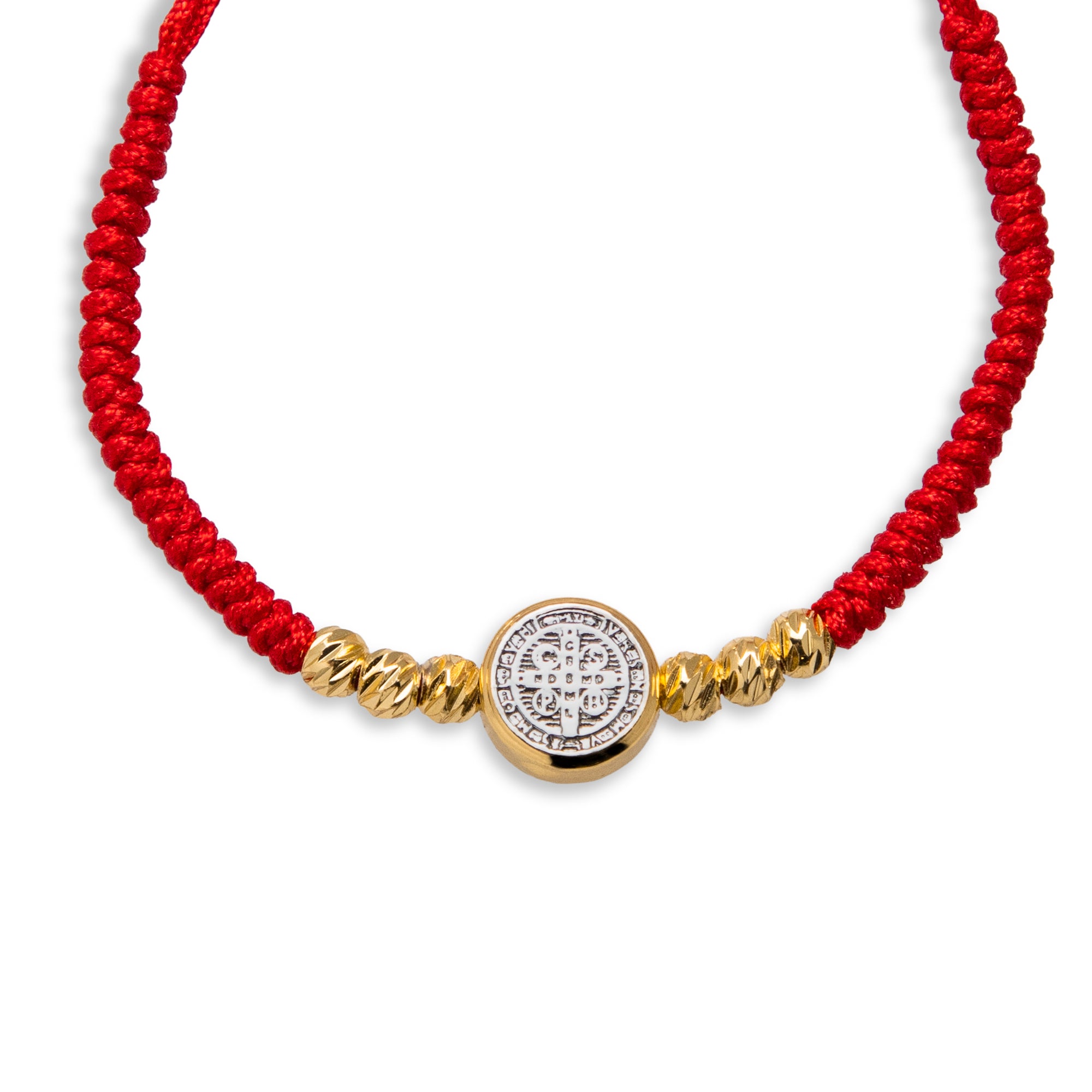 Pulsera de hilo ajustable con Medalla San Benito 6mm