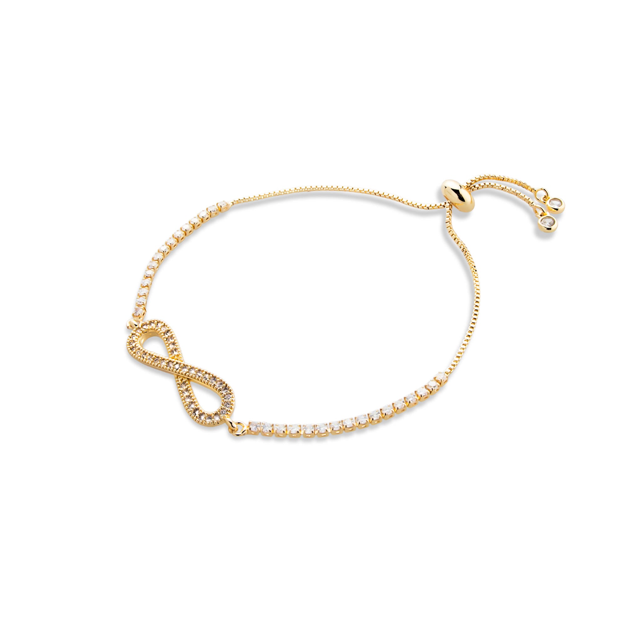 Pulsera de tenis ajustable con circonias e infinito 9mm