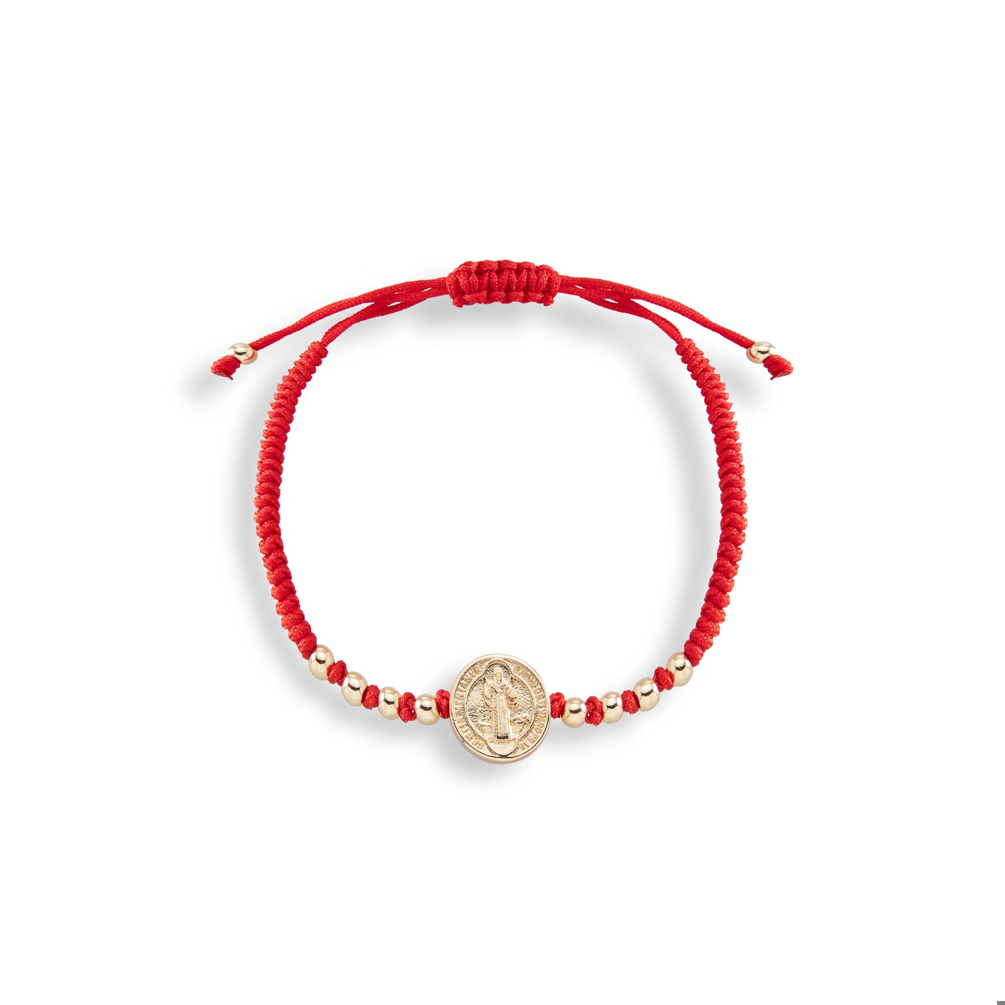 Pulsera de hilo encerado ajustable Medalla San Benito 15mm