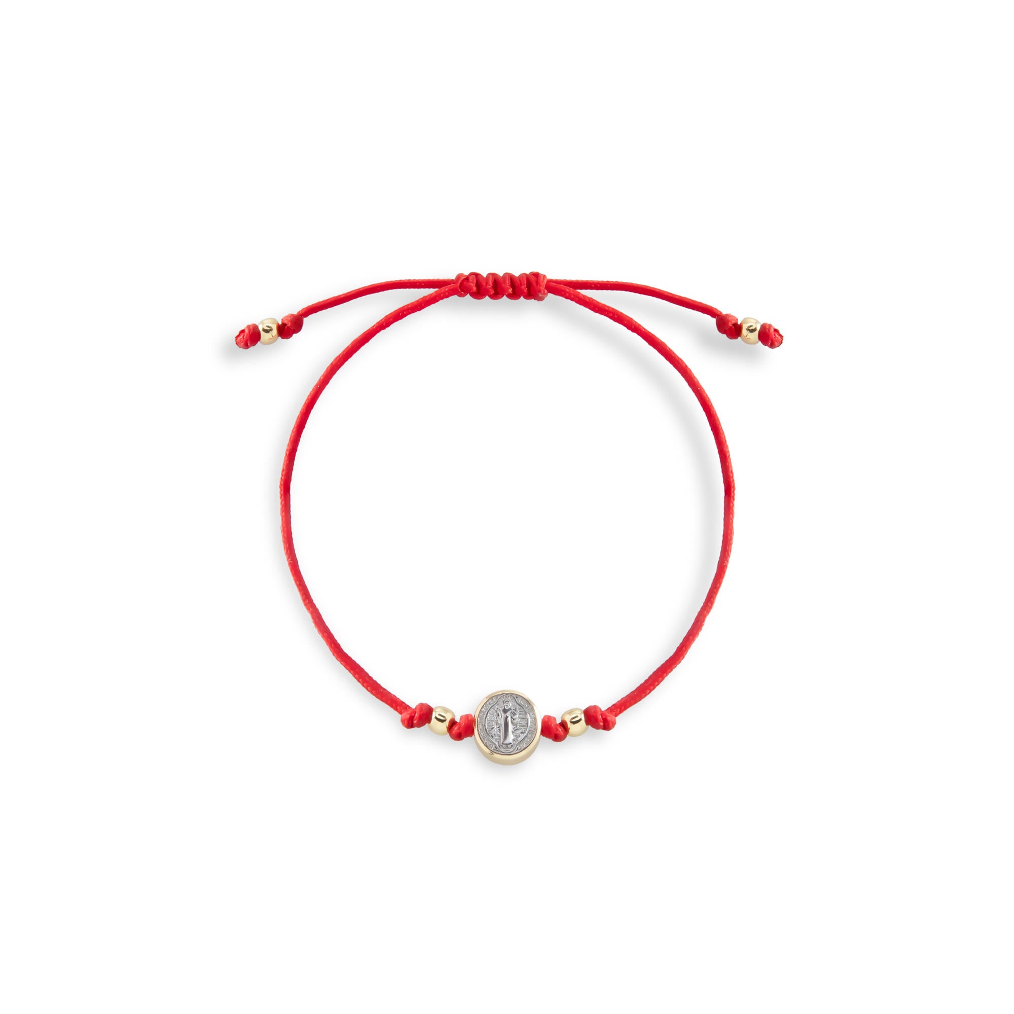 Pulsera de hilo encerado ajustable Medalla San Benito 10mm