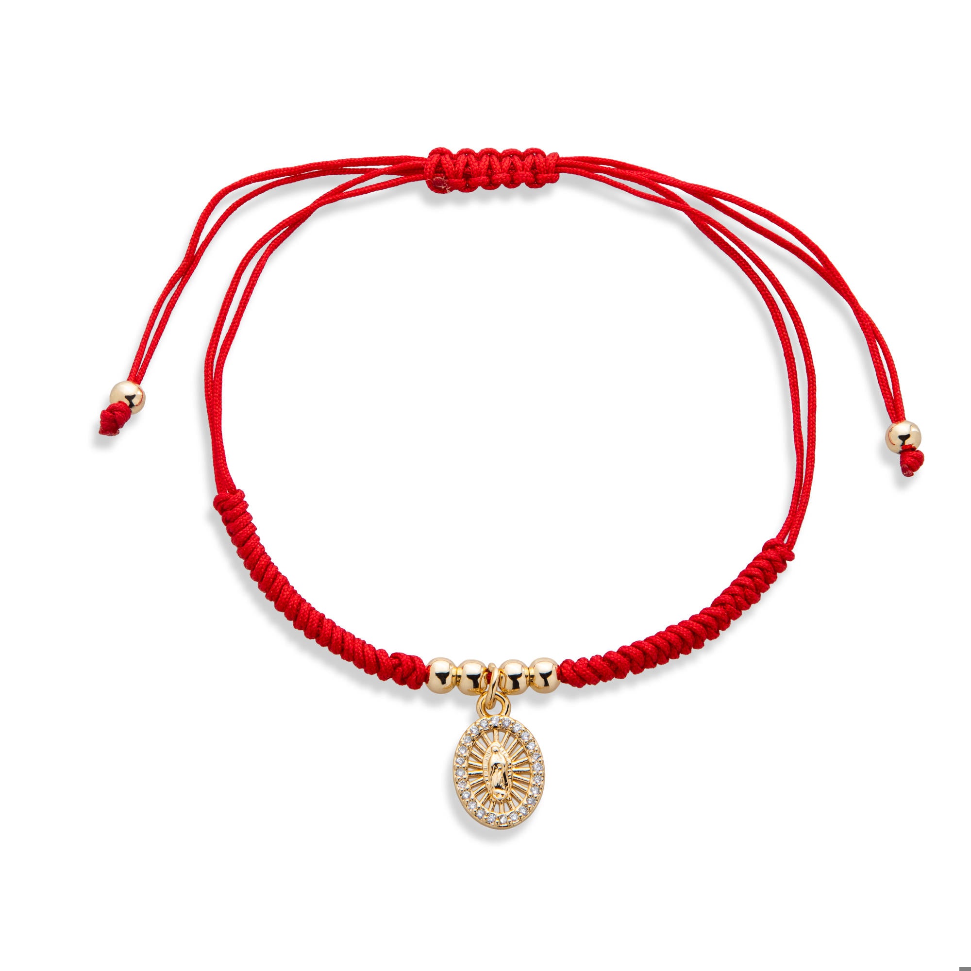 Pulsera de hilo ajustable Virgen de Guadalupe con circonias 20mm