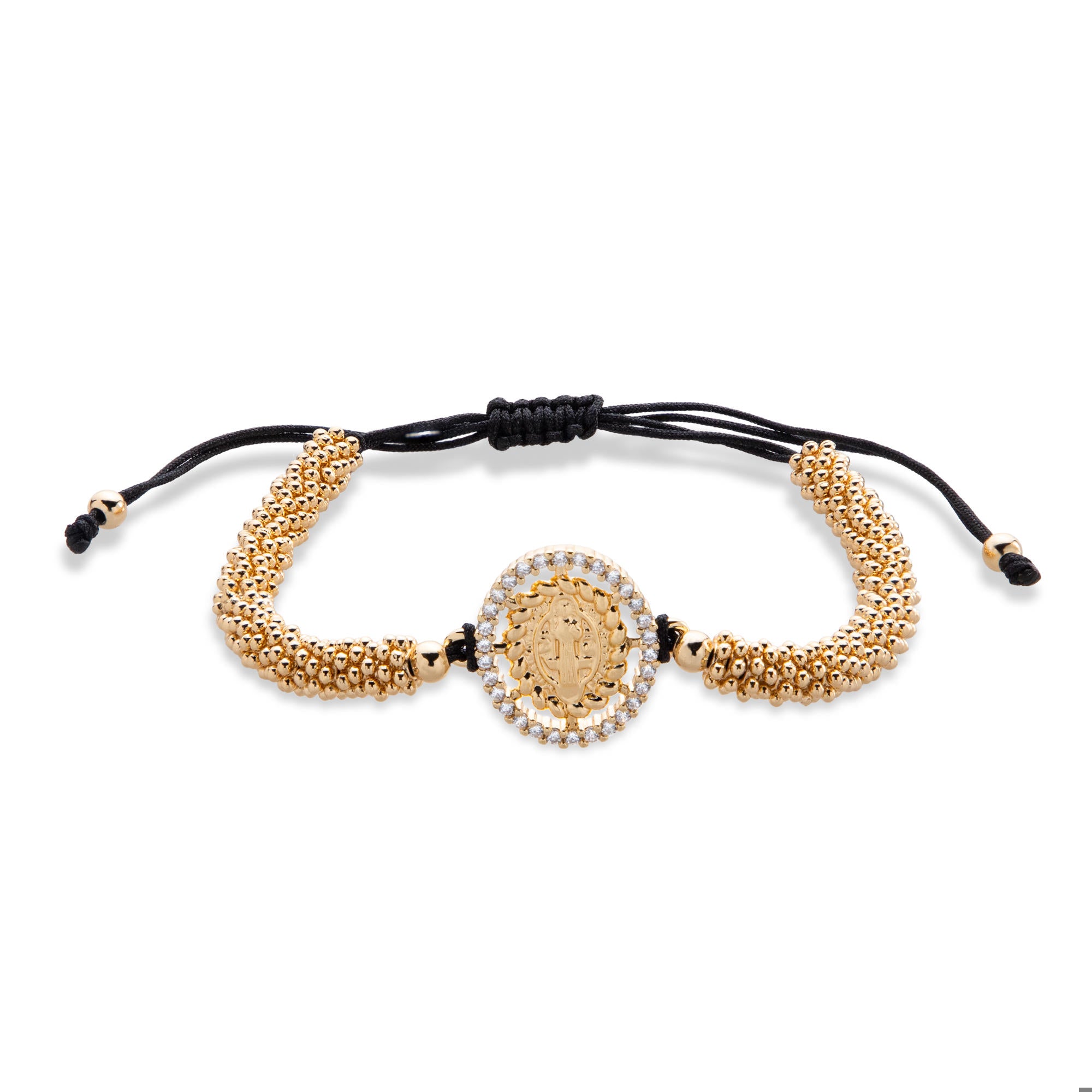 Pulsera de hilo ajustable San Benito circonias y balines 21mm