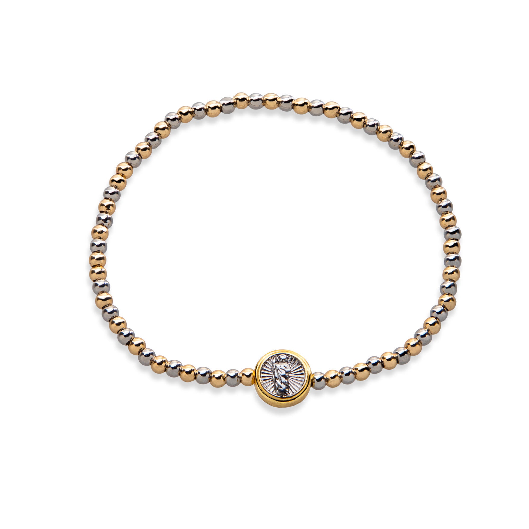 Pulsera elastica de balines con San Judas Tadeo 10mm