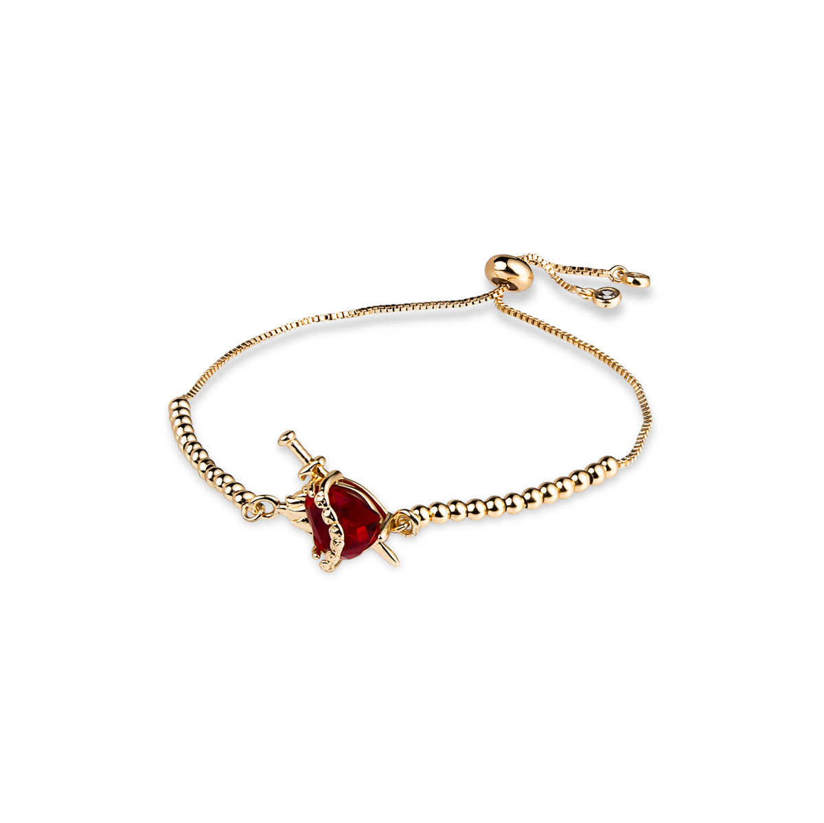 Pulsera ajustable de balines del Sagrado Corazon con circonia 22mm