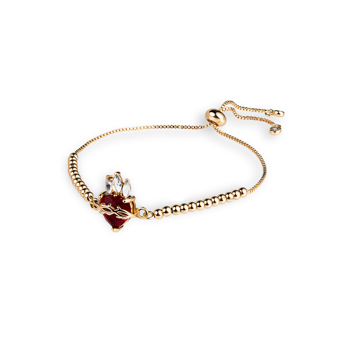 Pulsera ajustable de balines con el Sagrado Corazon de Jesus 18mm