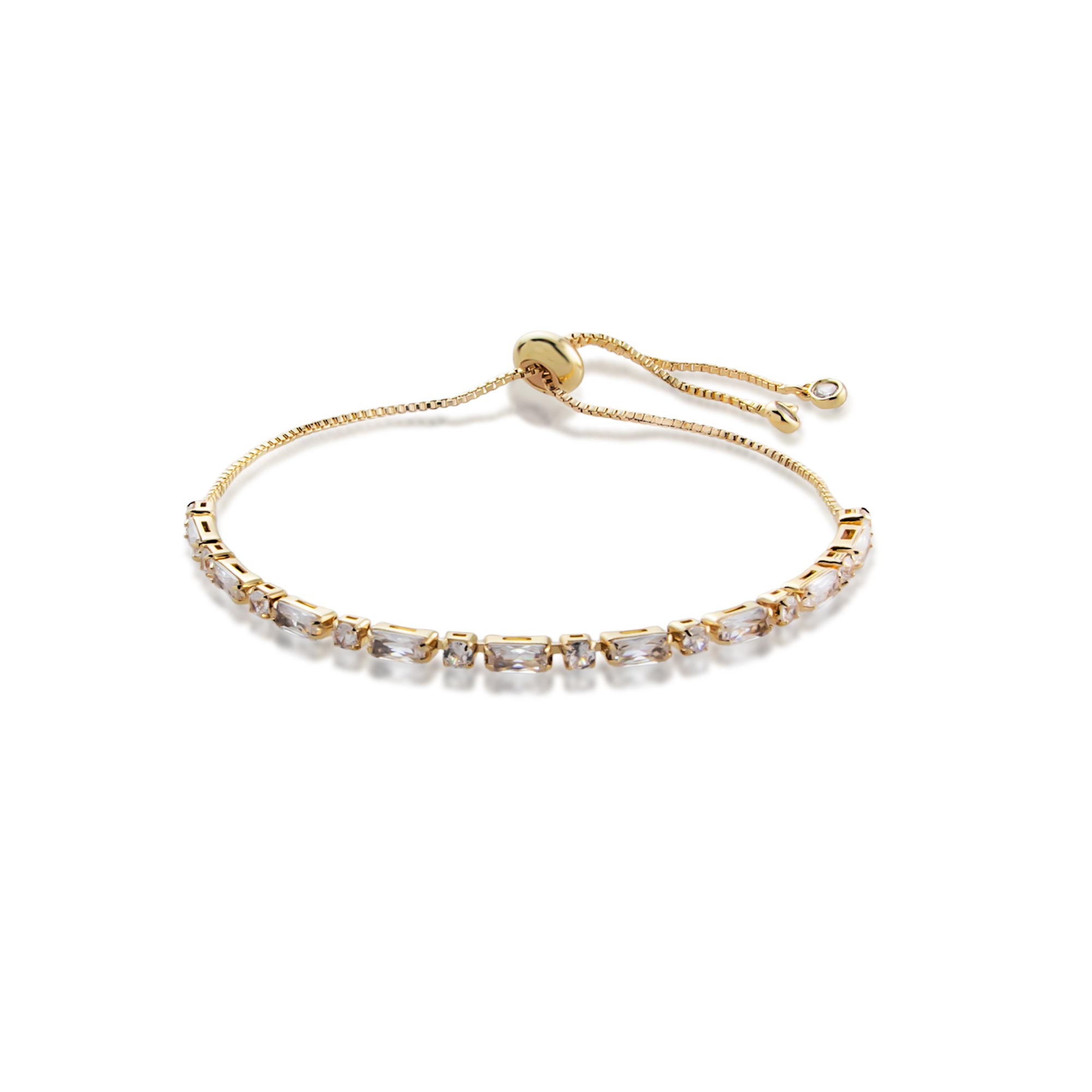 Pulsera de tenis ajustable con circonia  baguete y redonda 3mm